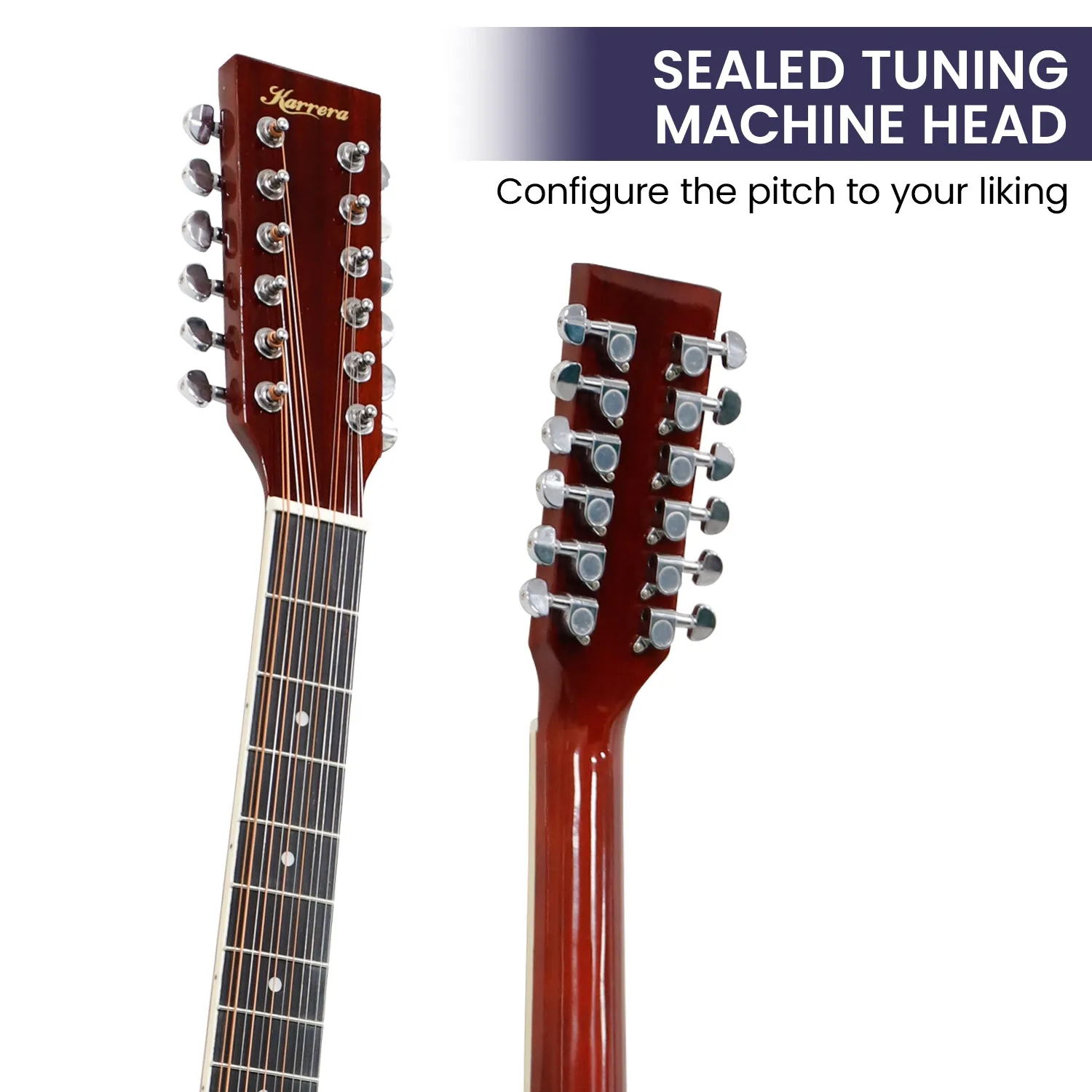12-String Acoustic Guitar w/ EQ, High-Gloss Finish | Karrera