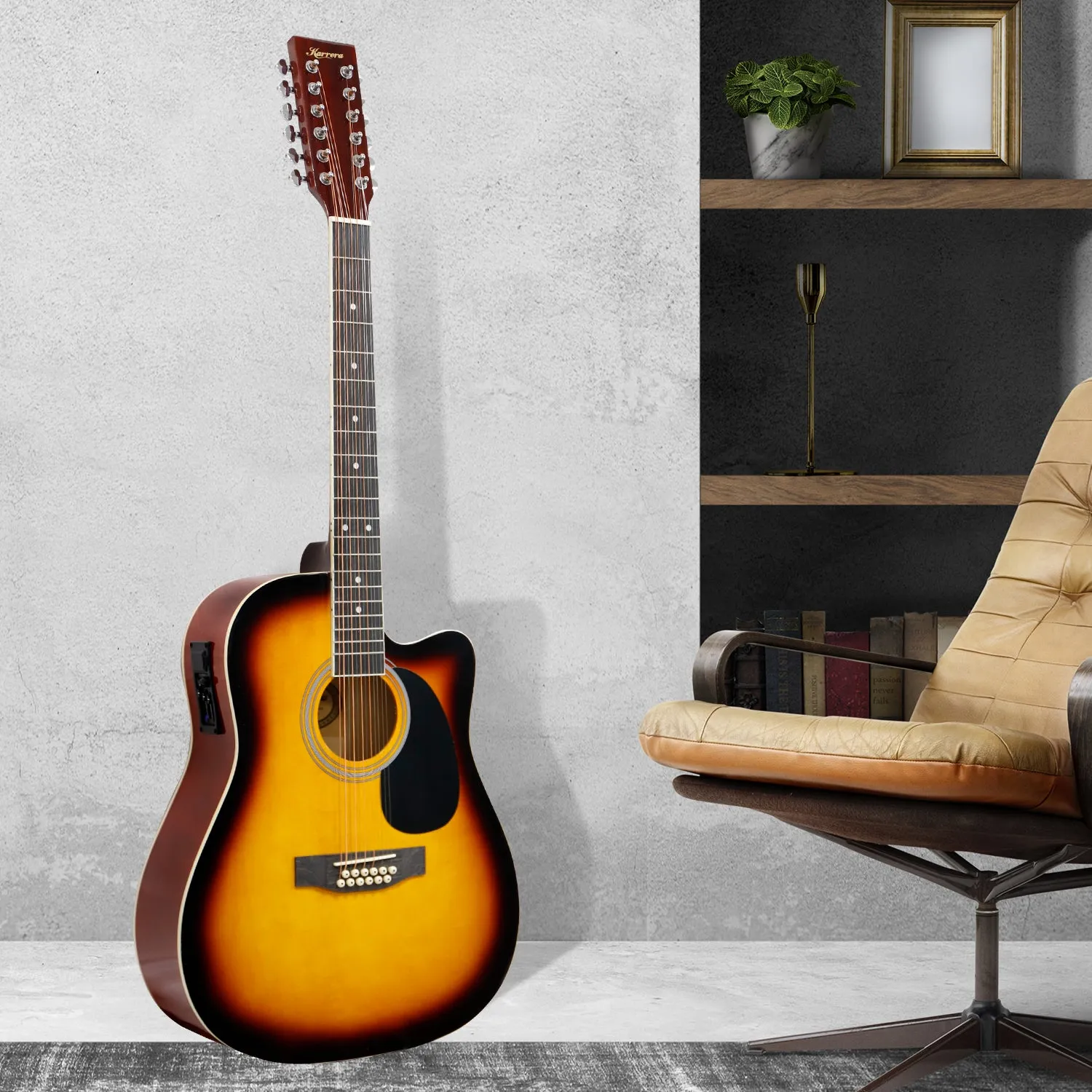 12-String Acoustic Guitar w/ EQ, High-Gloss Finish | Karrera