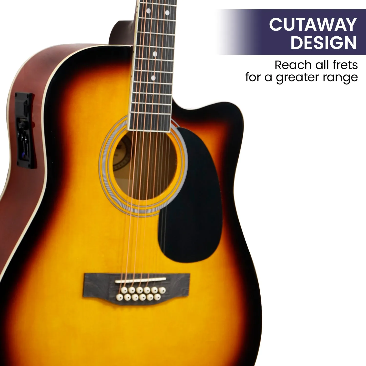 12-String Acoustic Guitar w/ EQ, High-Gloss Finish | Karrera