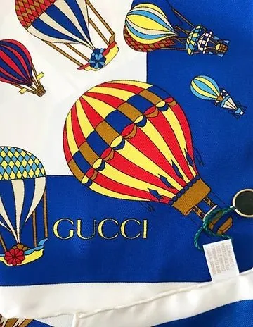 1980s GUCCI BALLOON PRINT SILK Multicolor SCARF