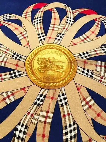 2000s BURBERRY'S HAYMARKET CHECK NOVA BLUE SILK LARGE SCARF