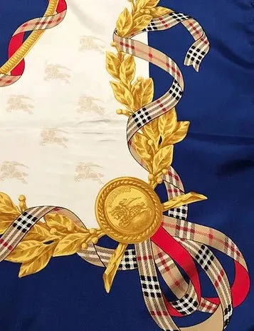 2000s BURBERRY'S HAYMARKET CHECK NOVA BLUE SILK LARGE SCARF