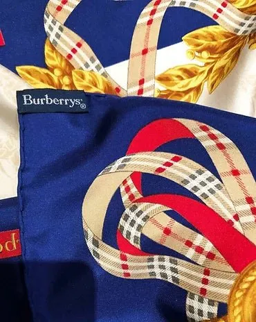 2000s BURBERRY'S HAYMARKET CHECK NOVA BLUE SILK LARGE SCARF