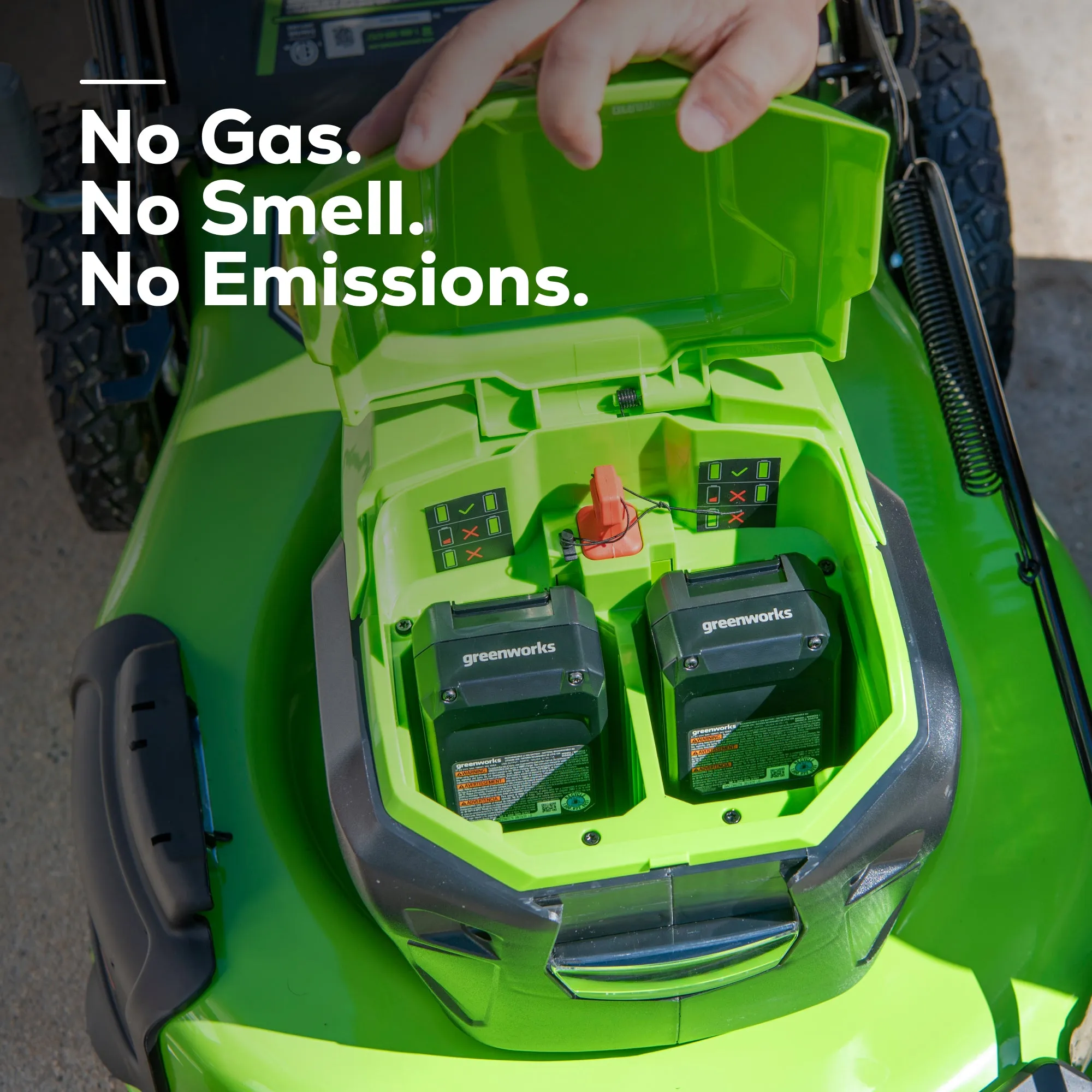 48V (2x24V) 21" Cordless Battery Self-Propelled Lawn Mower w/ Two (2) 5.0Ah USB Batteries & Dual Port Charger