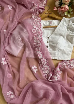 Ashwathy- soft floral chiffon saree (Lavender)