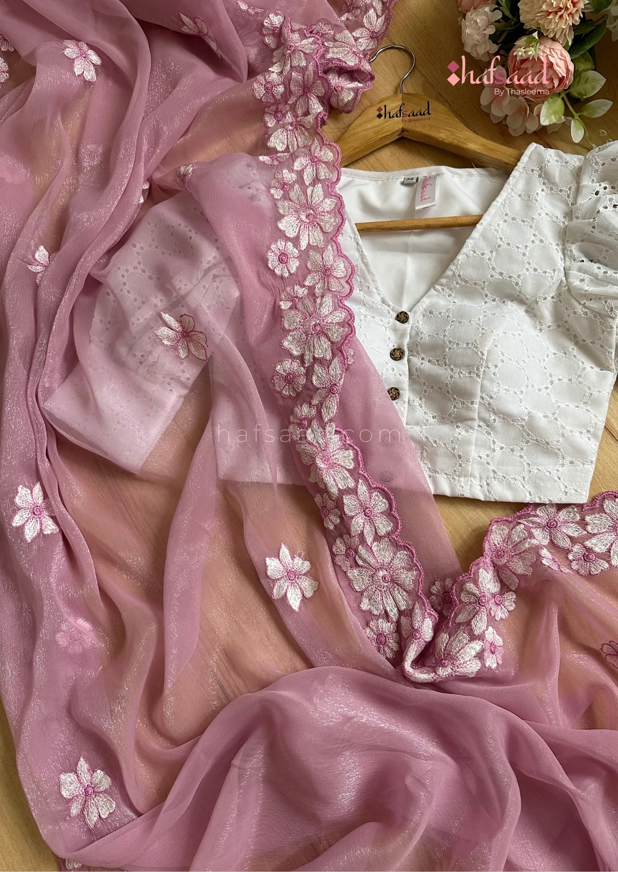 Ashwathy- soft floral chiffon saree (Lavender)