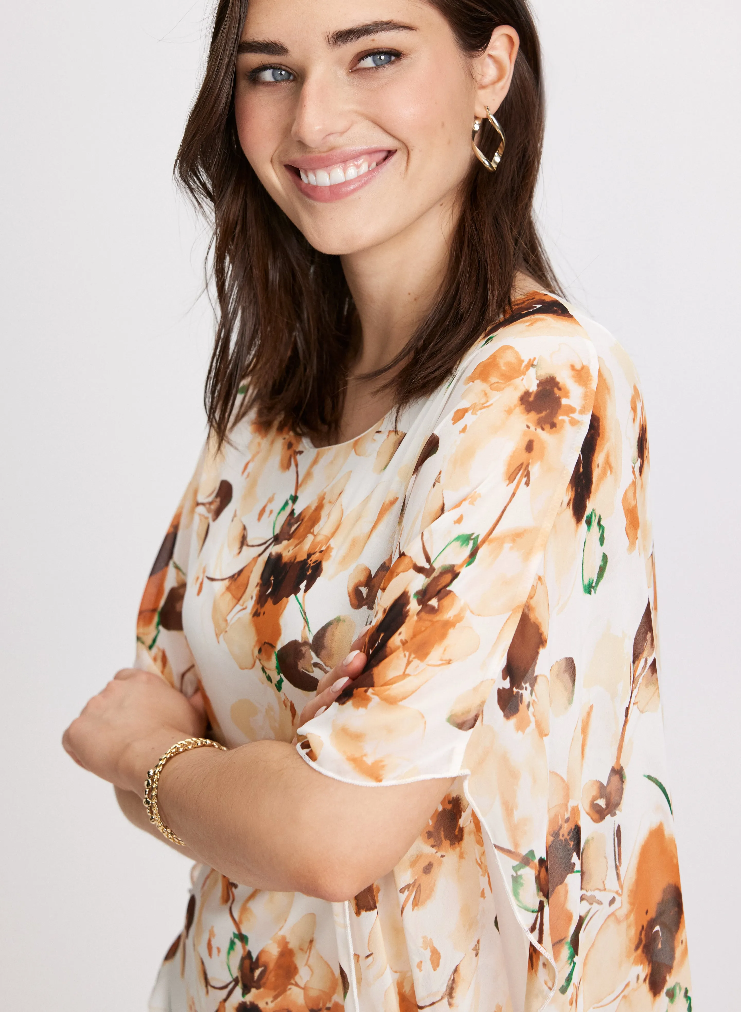 Asymmetric Chiffon Poncho Blouse