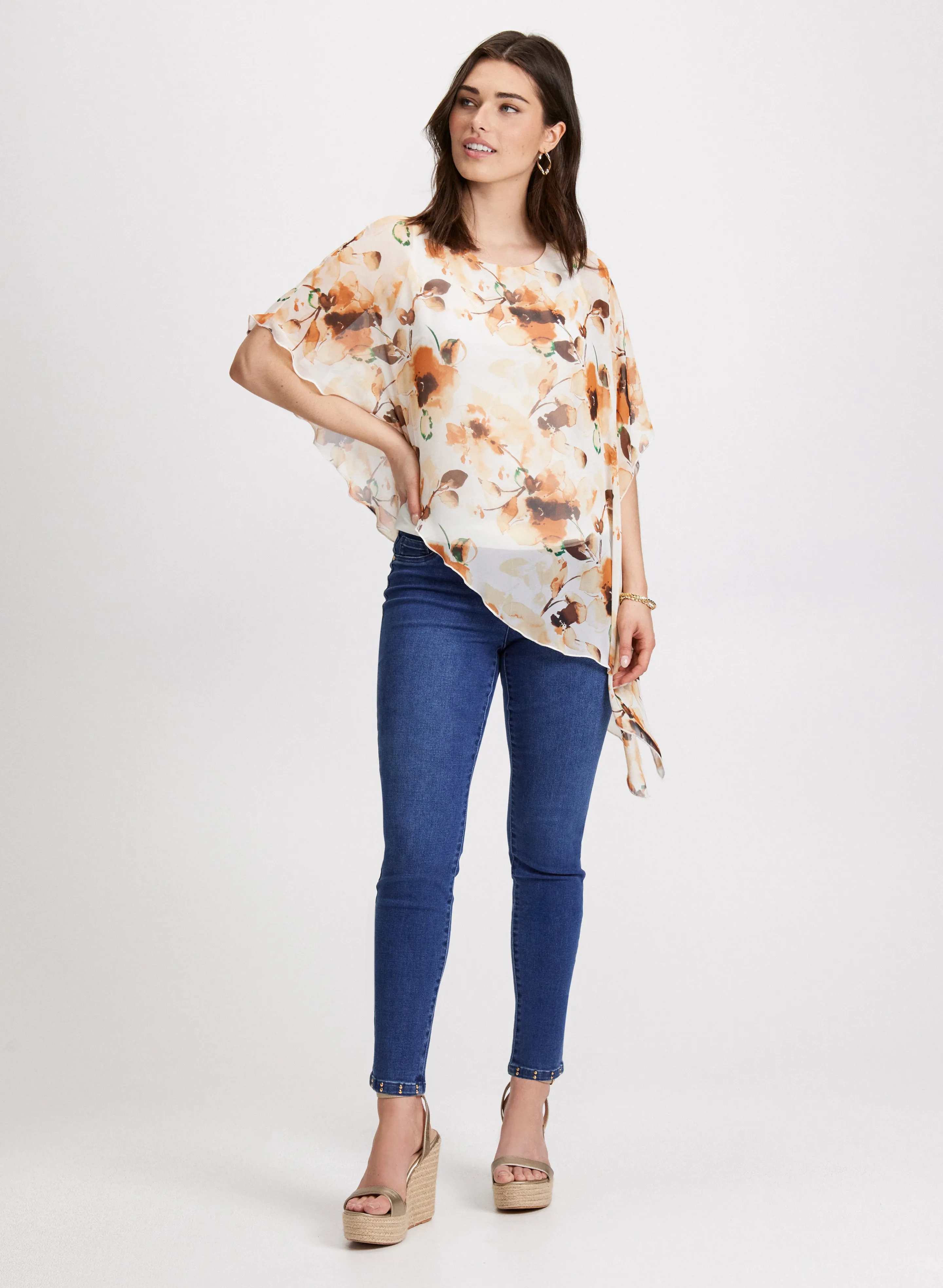 Asymmetric Chiffon Poncho Blouse