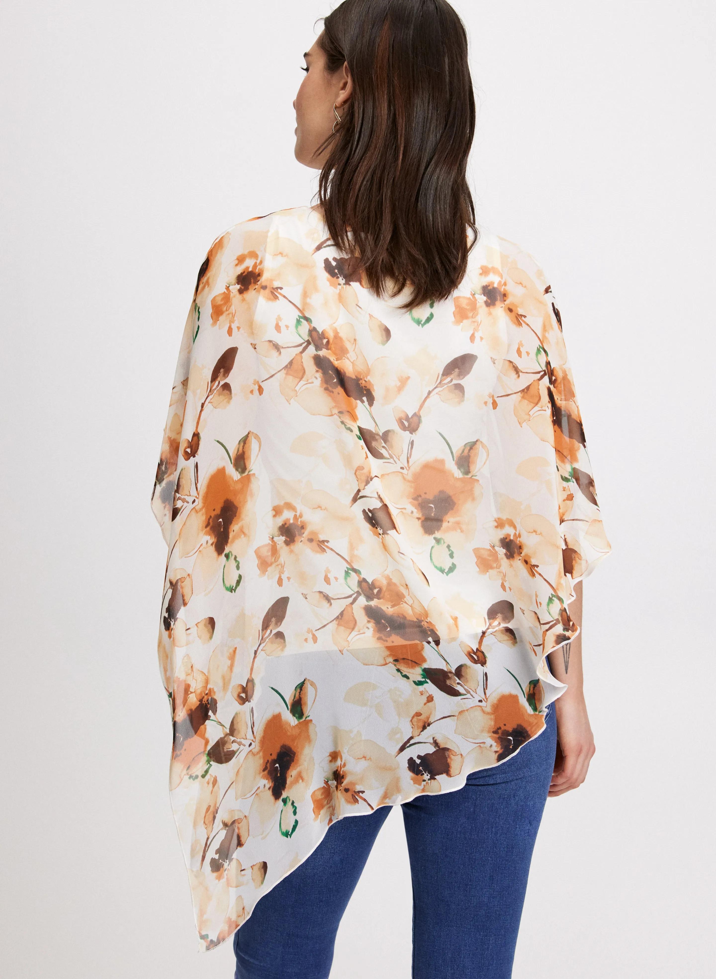 Asymmetric Chiffon Poncho Blouse