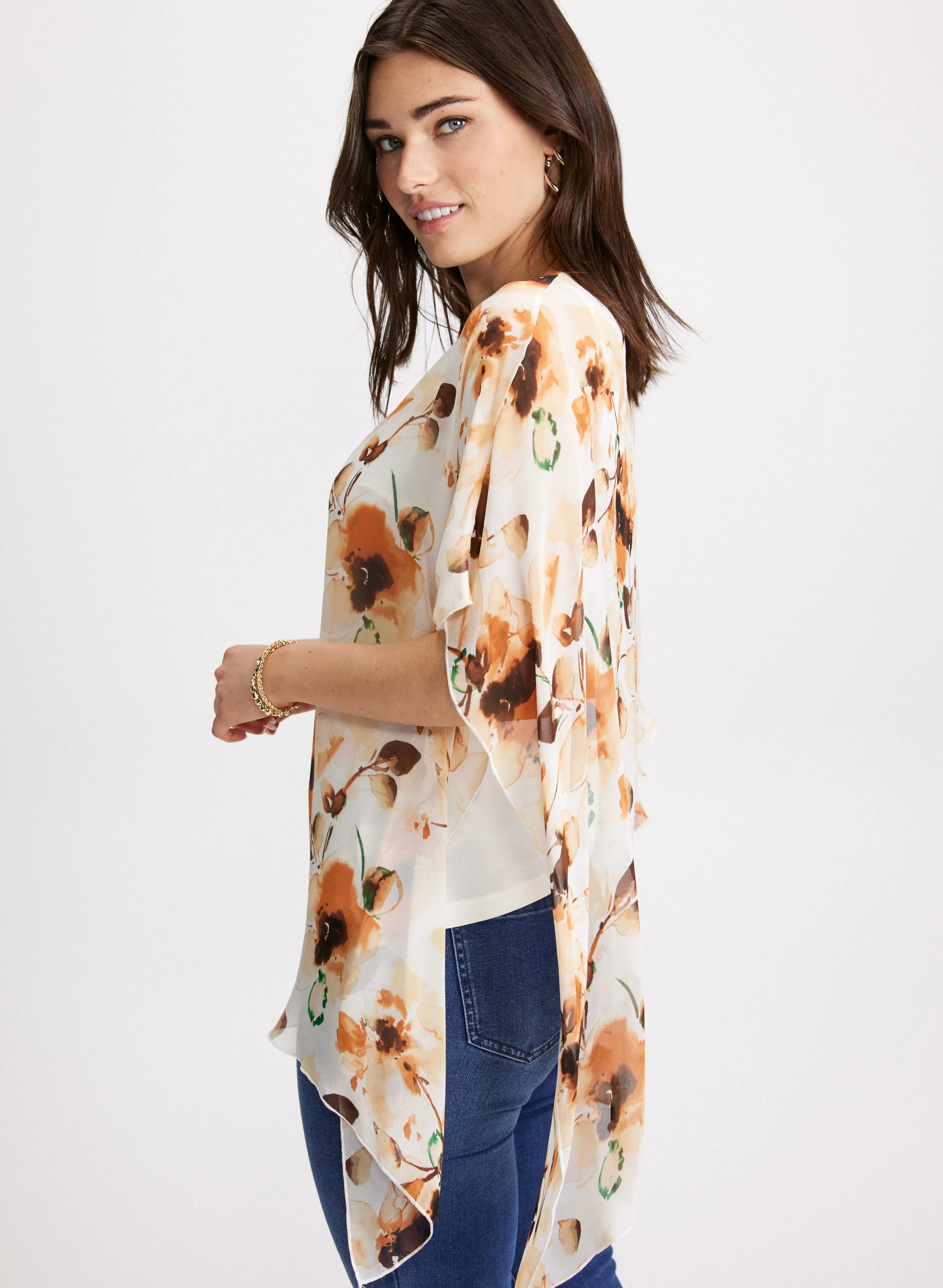 Asymmetric Chiffon Poncho Blouse