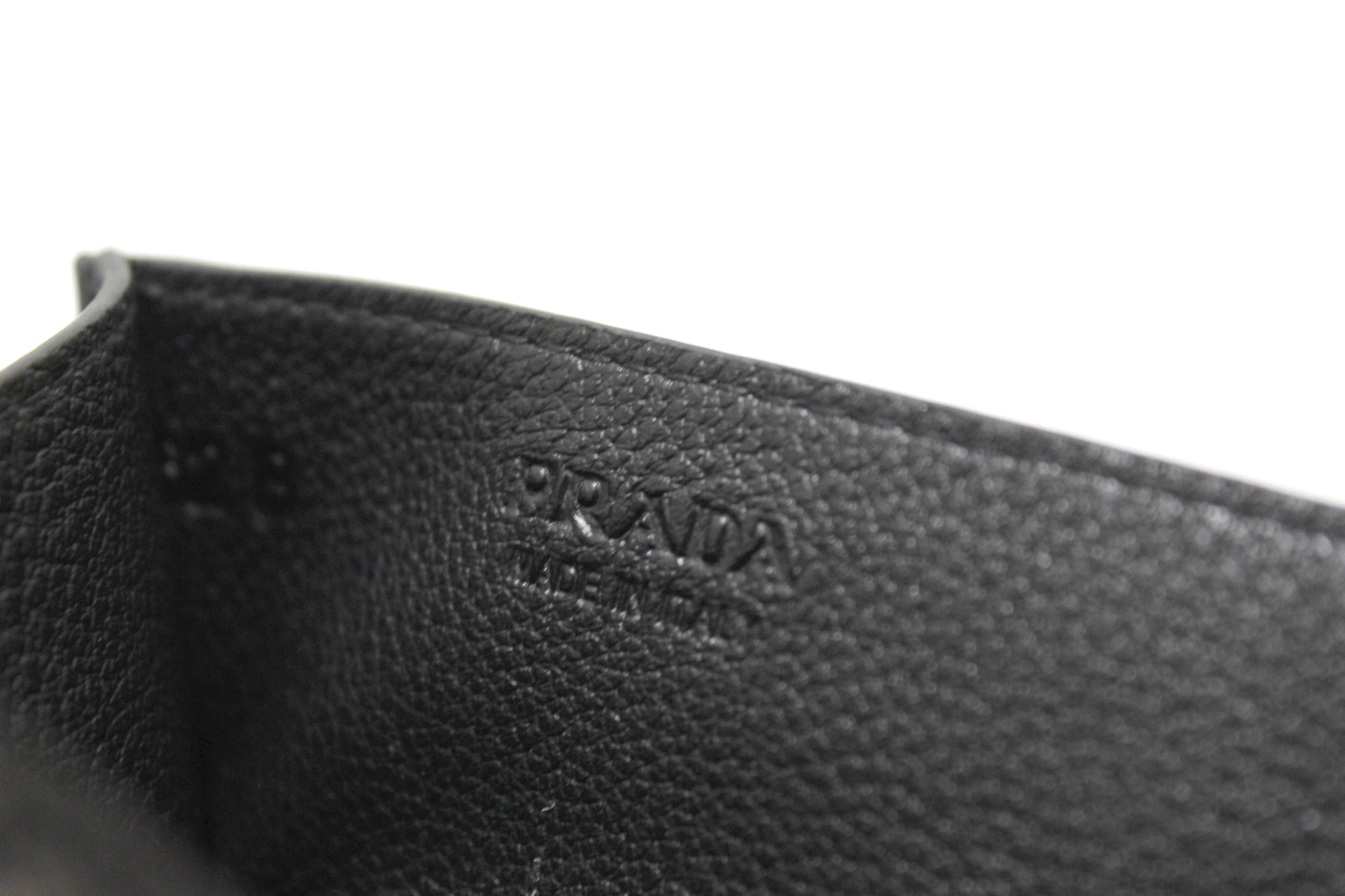 Authentic New Prada Black Calfskin PortaCarte Cardholder