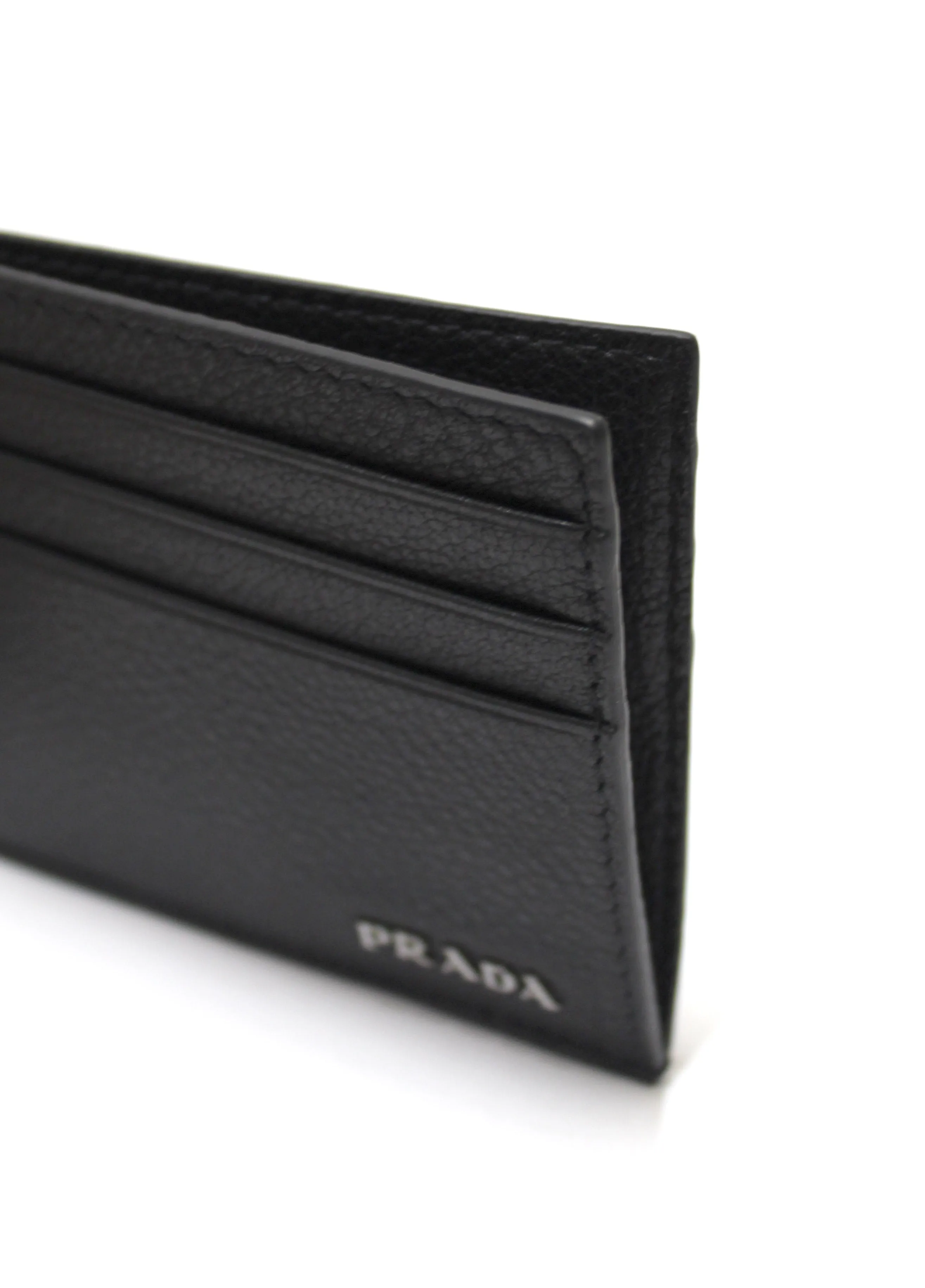 Authentic New Prada Black Calfskin PortaCarte Cardholder