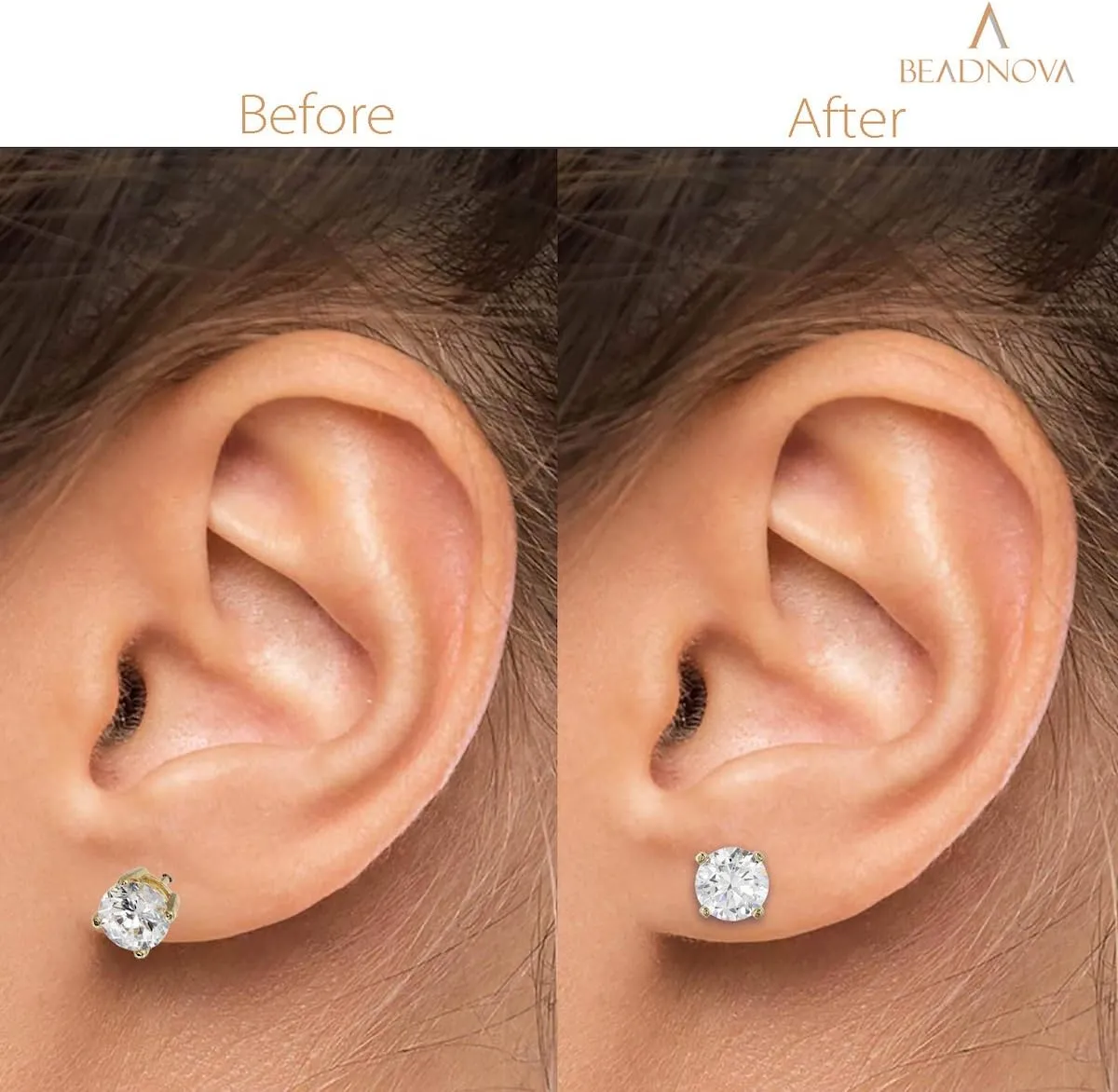 BEADNOVA Magic Earring Lifter Earring Back For Droopy Ear Studs Bullet Clutch With Pad for Heavy Ear Post (Crown Style, 3 Colors Mix - Gold Plated, Silver, Rose Gold)