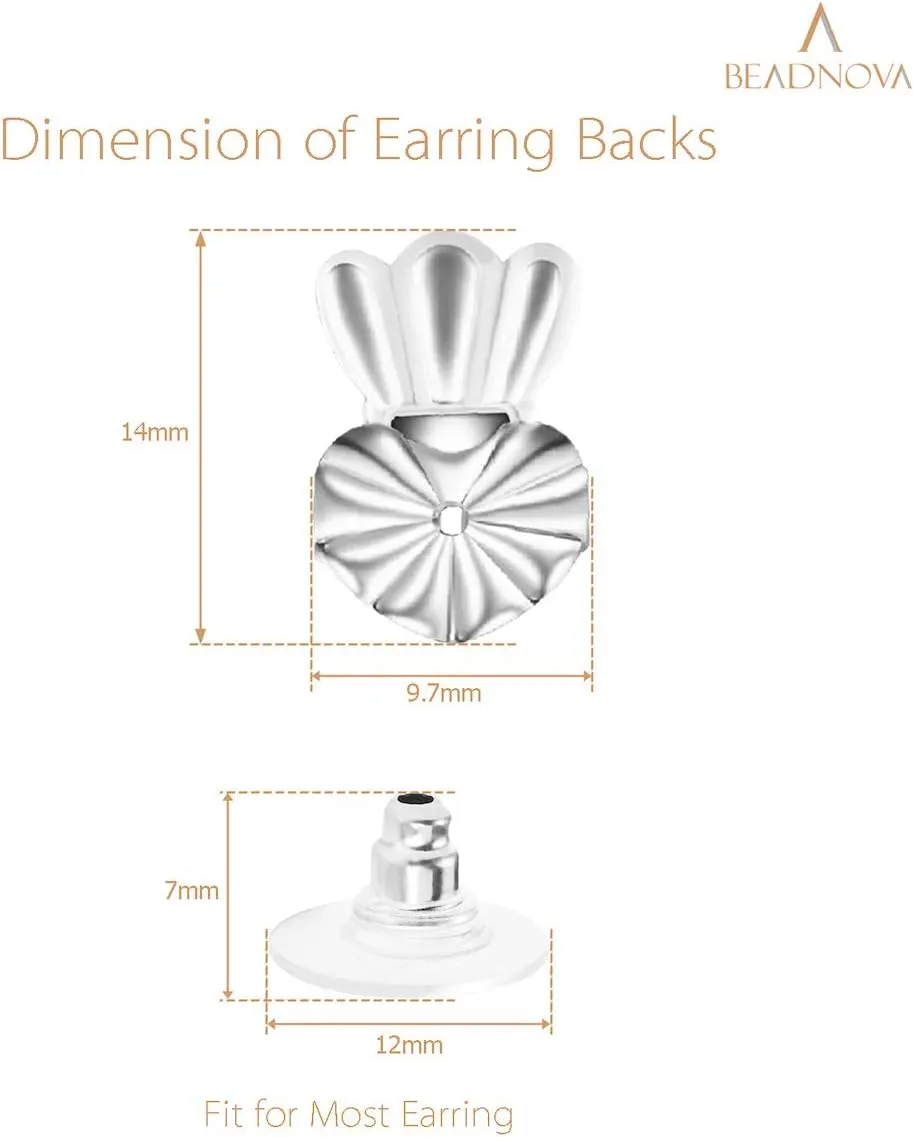 BEADNOVA Magic Earring Lifter Earring Back For Droopy Ear Studs Bullet Clutch With Pad for Heavy Ear Post (Crown Style, 3 Colors Mix - Gold Plated, Silver, Rose Gold)
