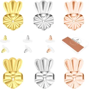 BEADNOVA Magic Earring Lifter Earring Back For Droopy Ear Studs Bullet Clutch With Pad for Heavy Ear Post (Crown Style, 3 Colors Mix - Gold Plated, Silver, Rose Gold)
