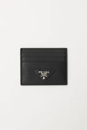 Black & Silver Leather Logo Cardholder