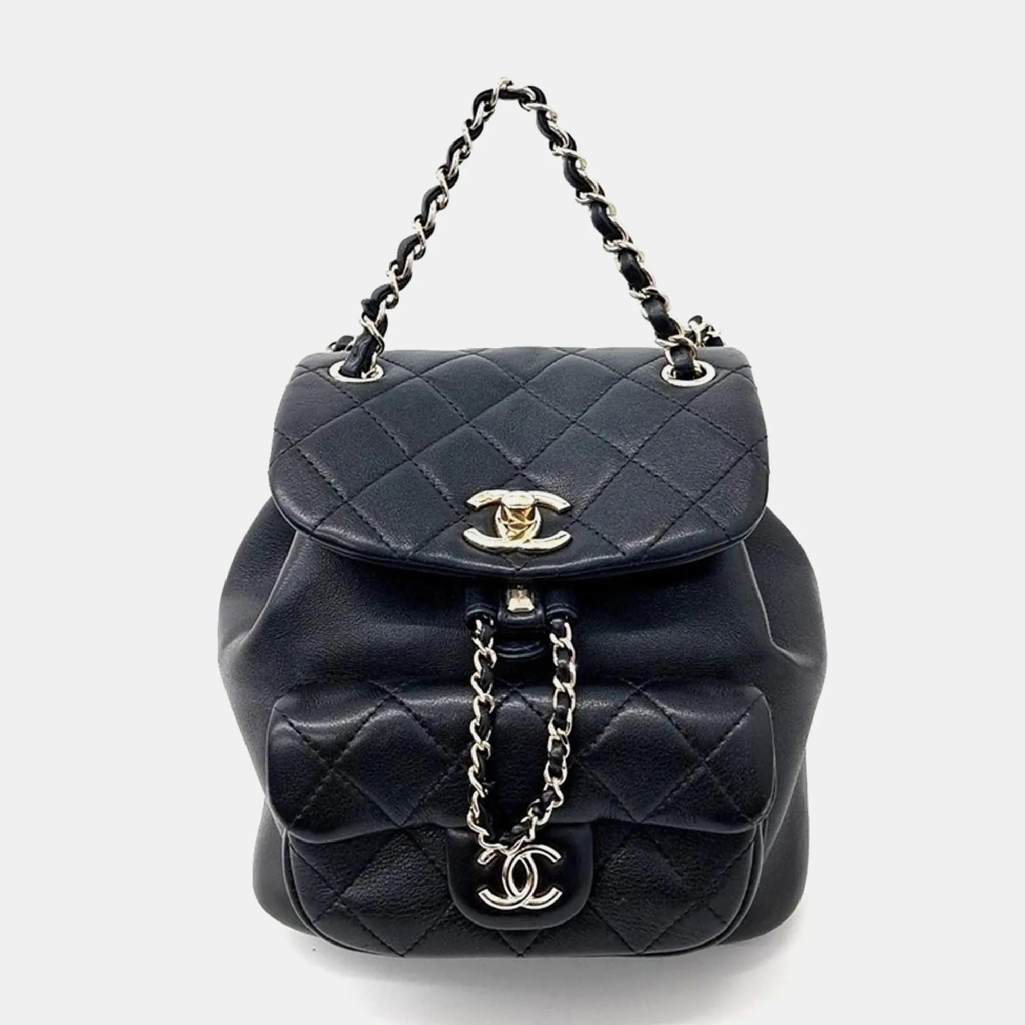 Black Quilted Leather Duma Backpack