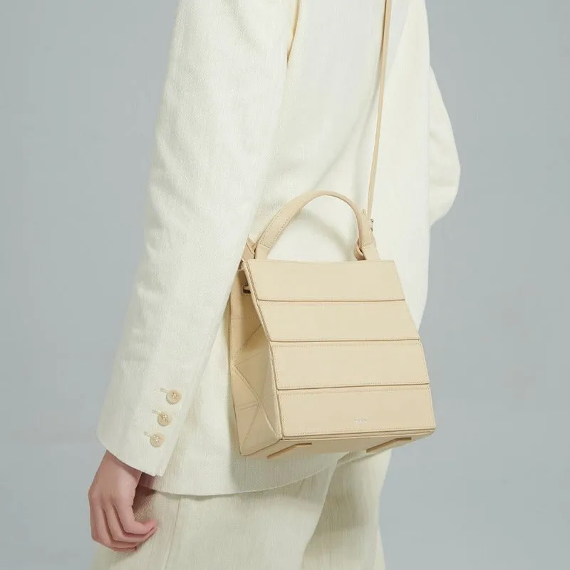 Block Small Foldable Handbag - Almond