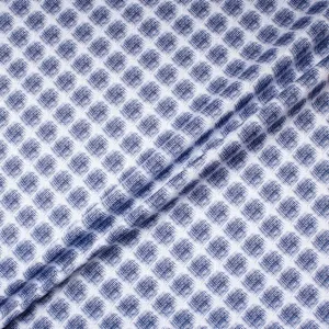 Blue 'Scribble' Linen & Cotton Blend Shirting