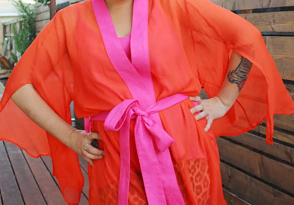 Brilliant Tropical Orange Silk Chiffon