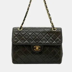Brown Gold Leather Chain Bag