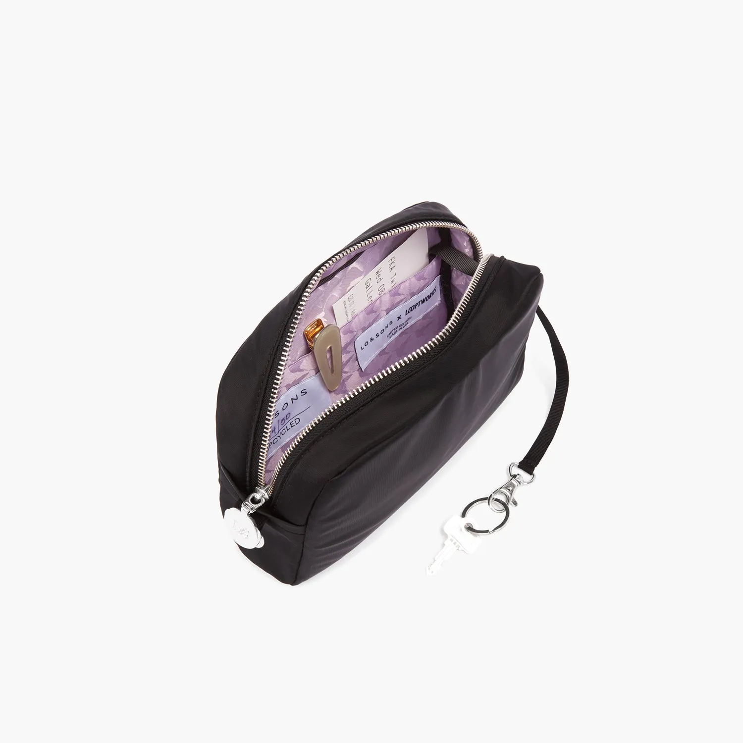 Cambria Upcycled Camera Bag - Nylon - Black / Silver / Lavender