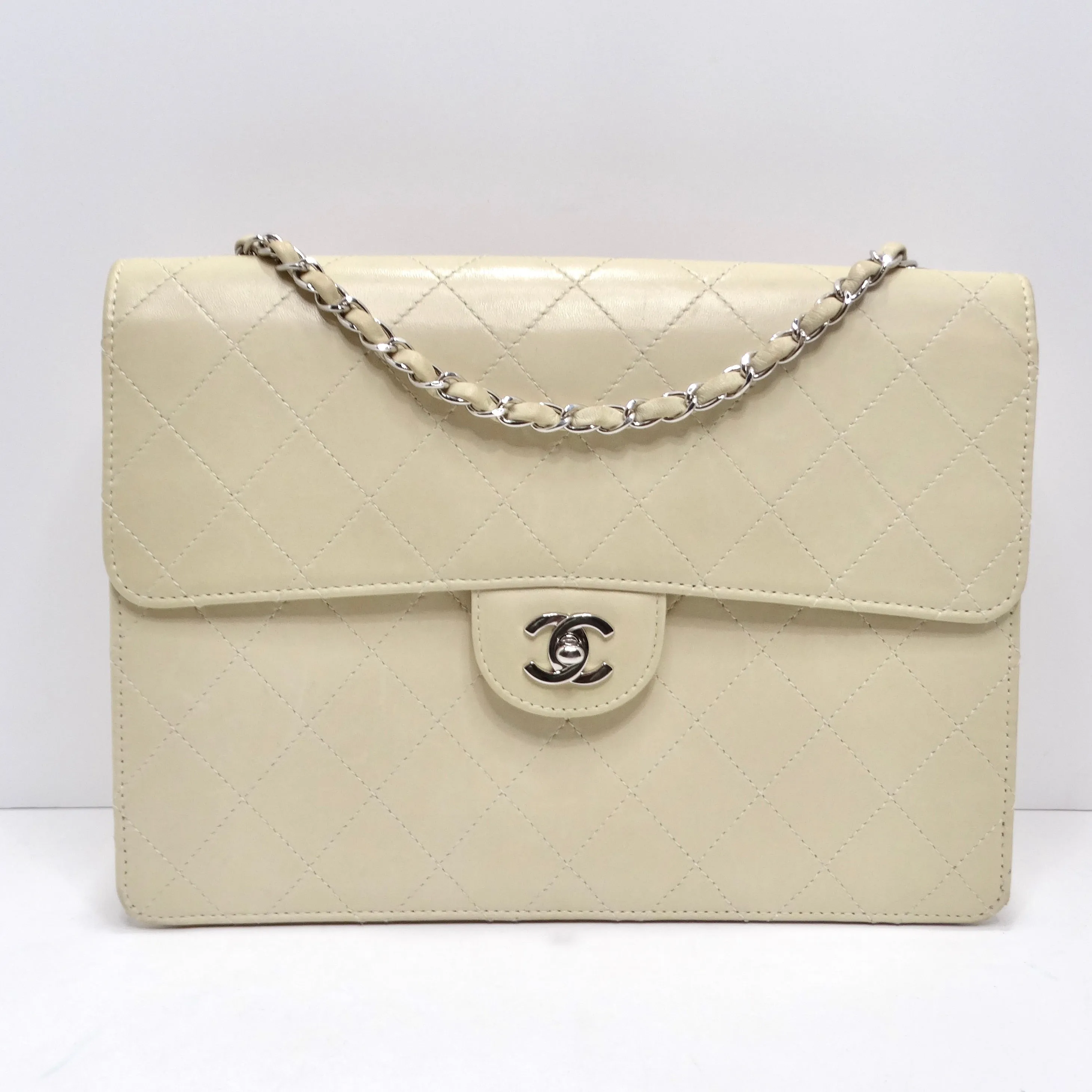 Chanel 1990s Goat Skin Single Flap with Palladium Hardware