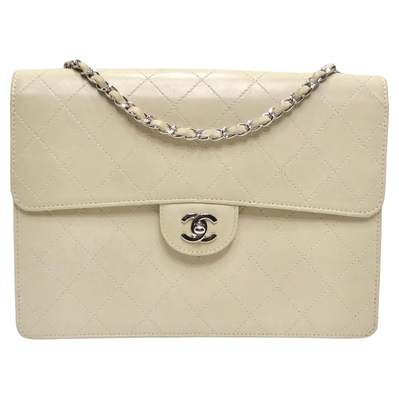 Chanel 1990s Goat Skin Single Flap with Palladium Hardware