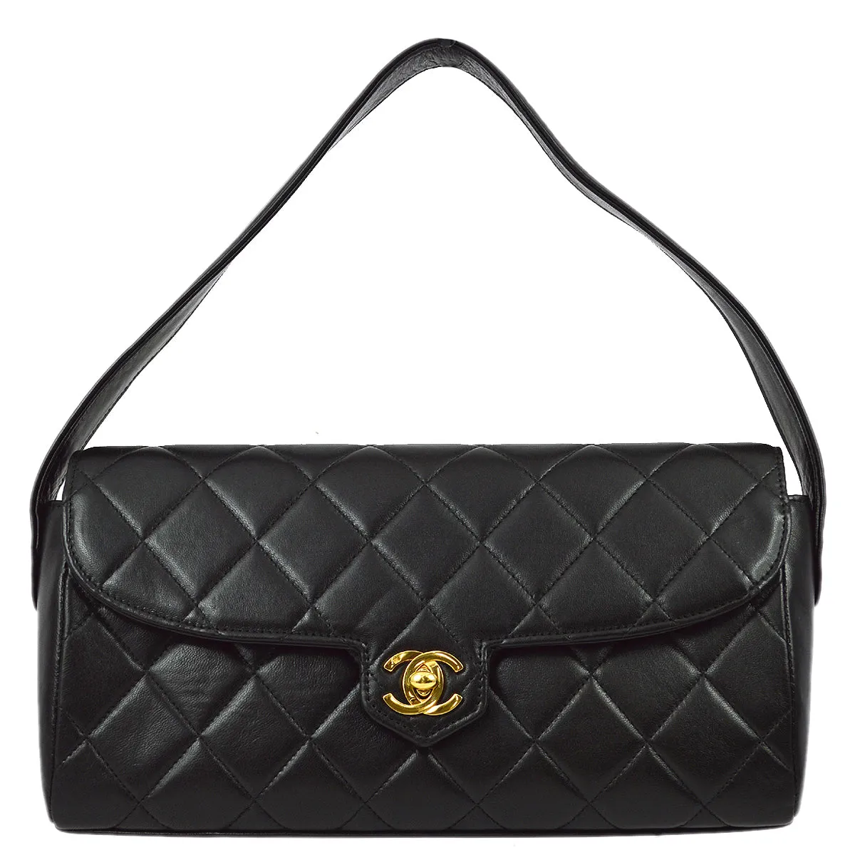 Chanel 1996-1997 Black Lambskin Flap Handbag