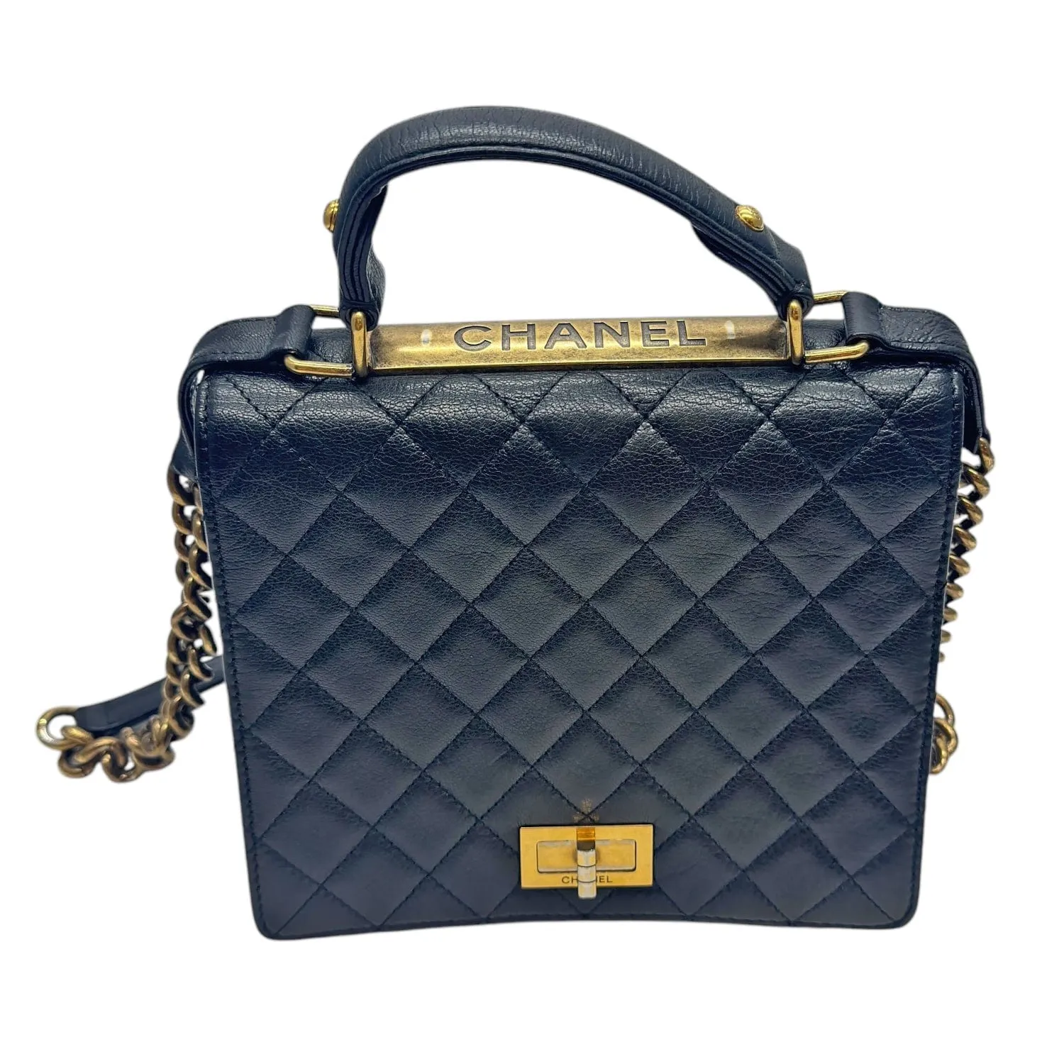 CHANEL 2012 Diamond Quilted Leather Rita Flap Bag - Black