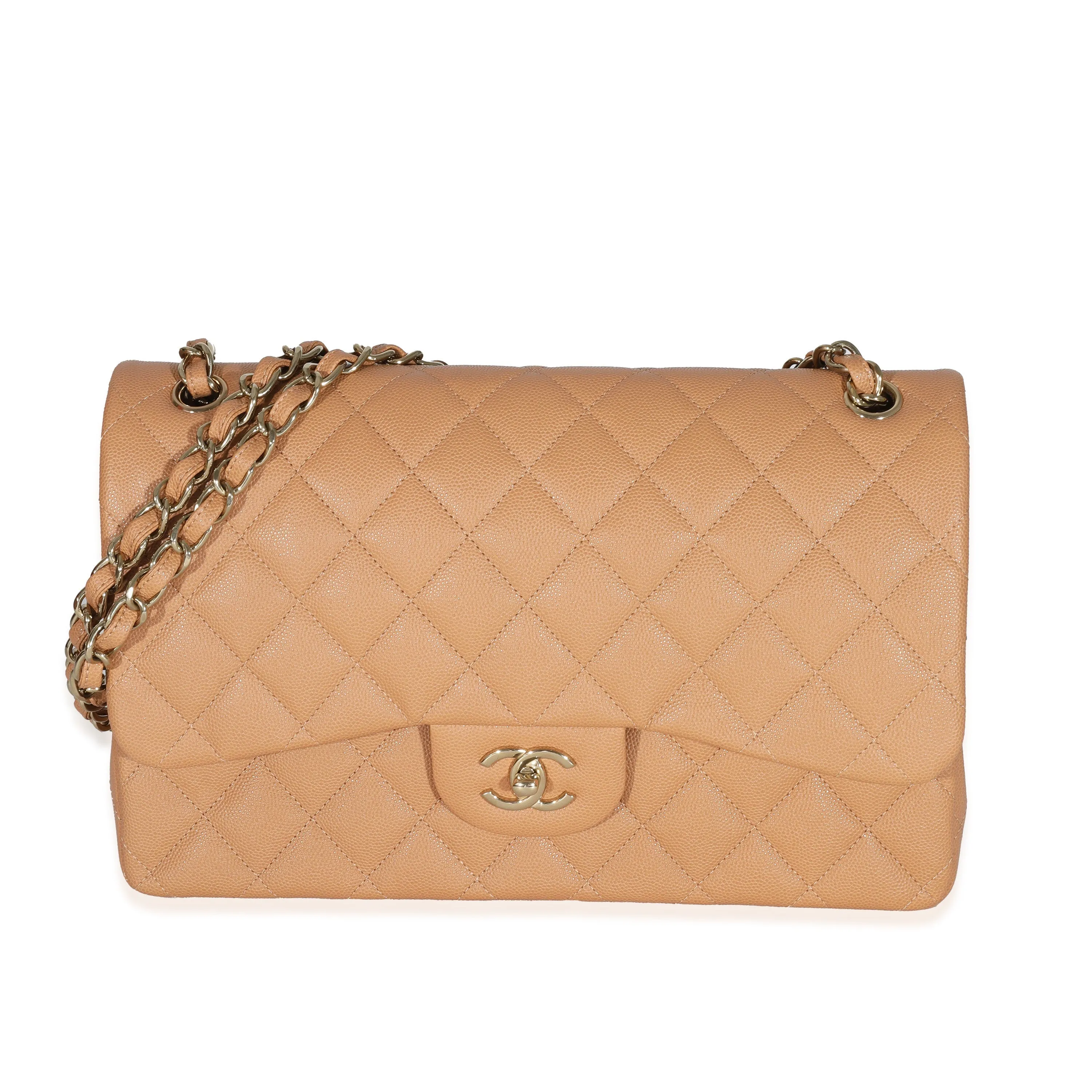 CHANEL 21P Caramel Caviar Jumbo Classic Double Flap Bag