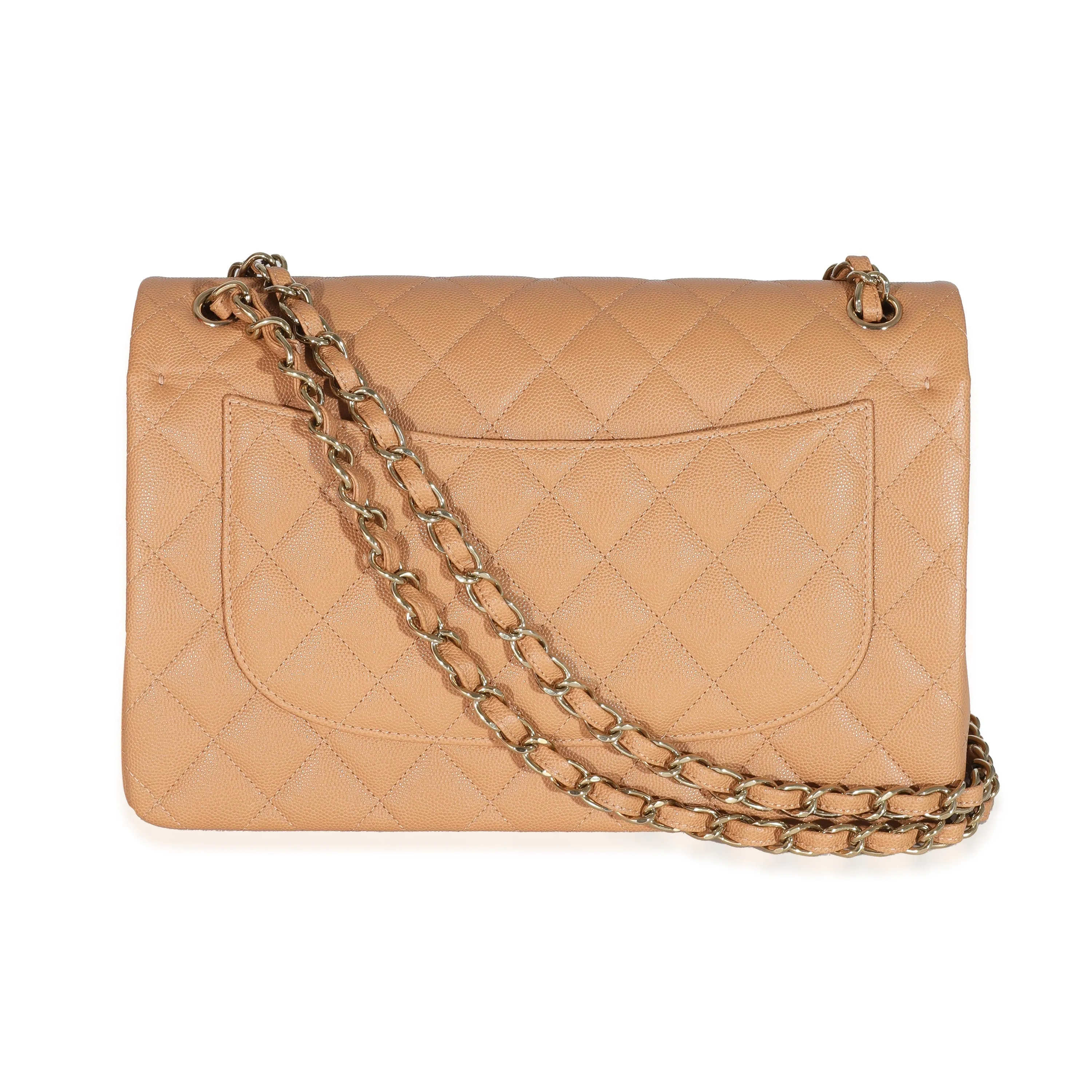 CHANEL 21P Caramel Caviar Jumbo Classic Double Flap Bag