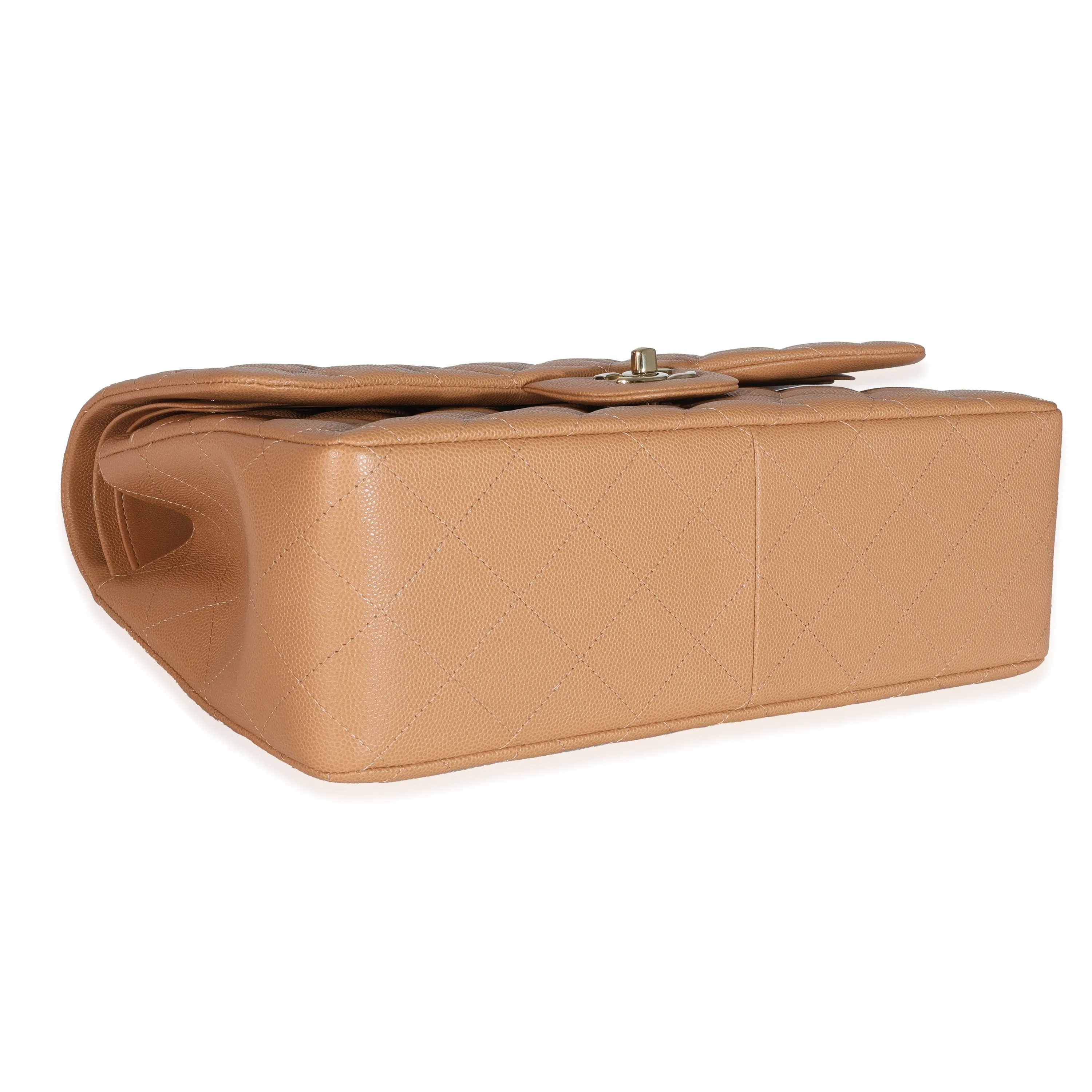 CHANEL 21P Caramel Caviar Jumbo Classic Double Flap Bag