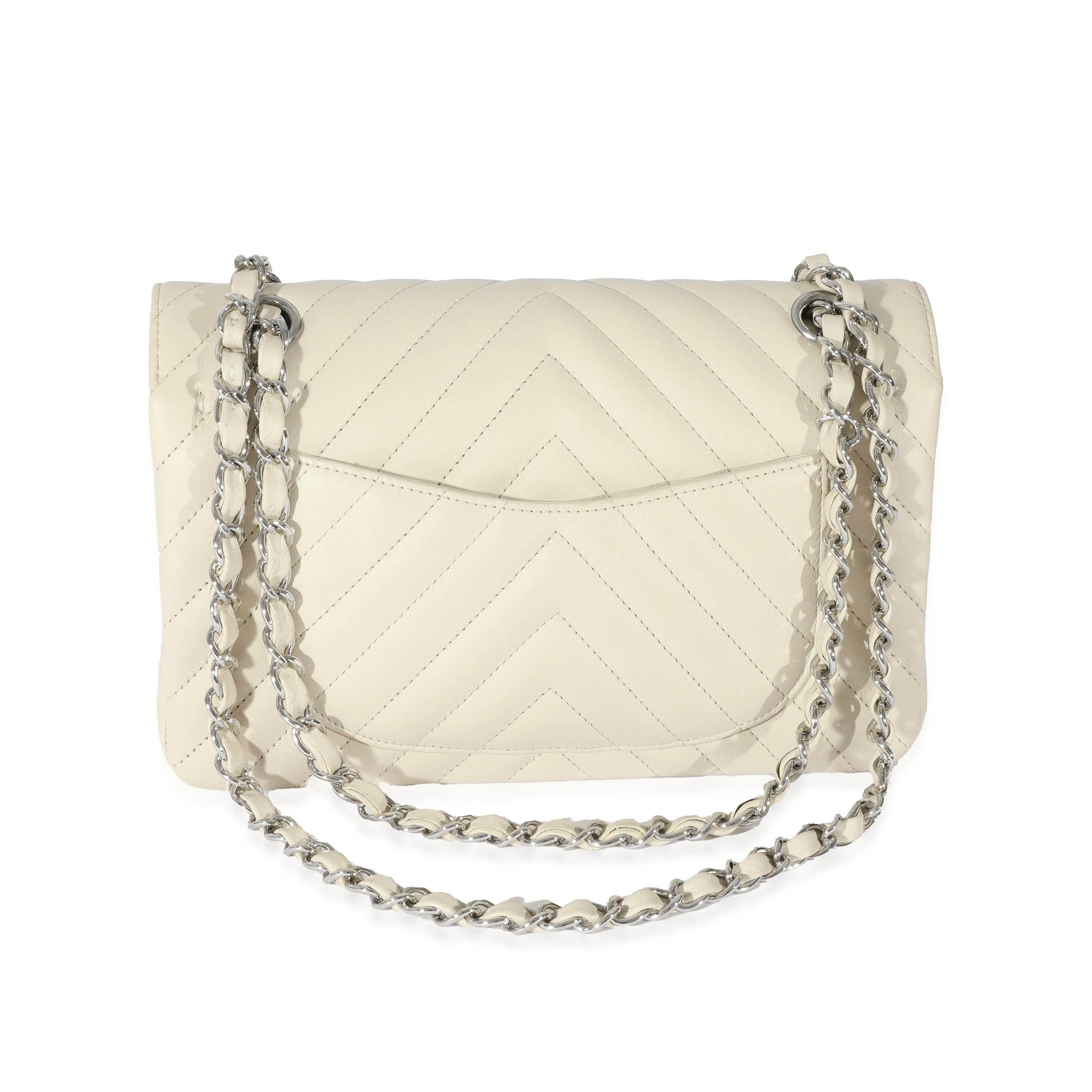 CHANEL 22C Neutral Chevron Calfskin Small Classic Flap