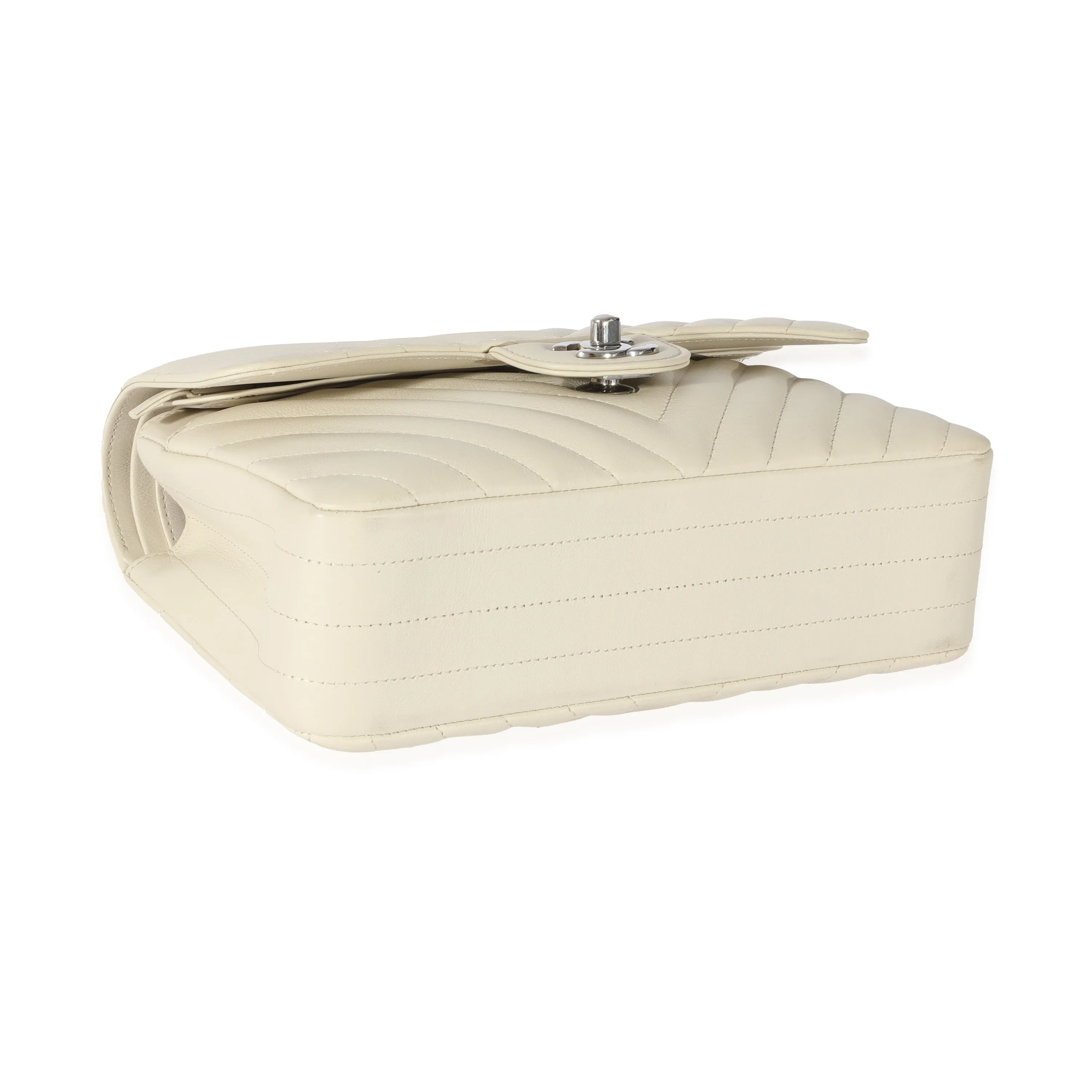 CHANEL 22C Neutral Chevron Calfskin Small Classic Flap