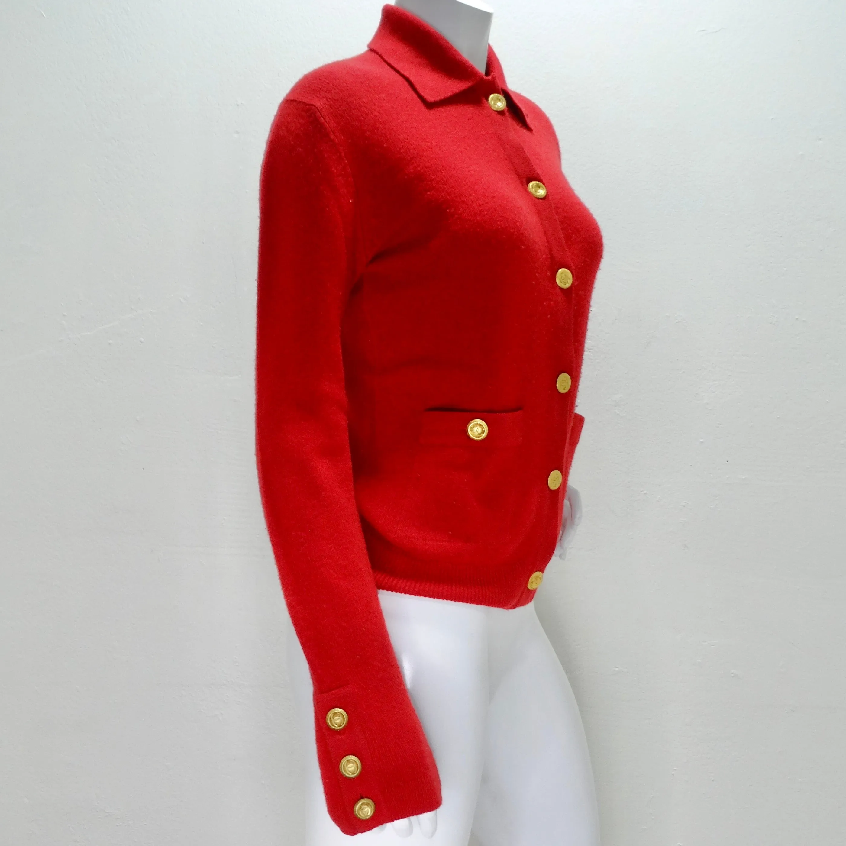 Chanel 90s Red Cashmere Cardigan