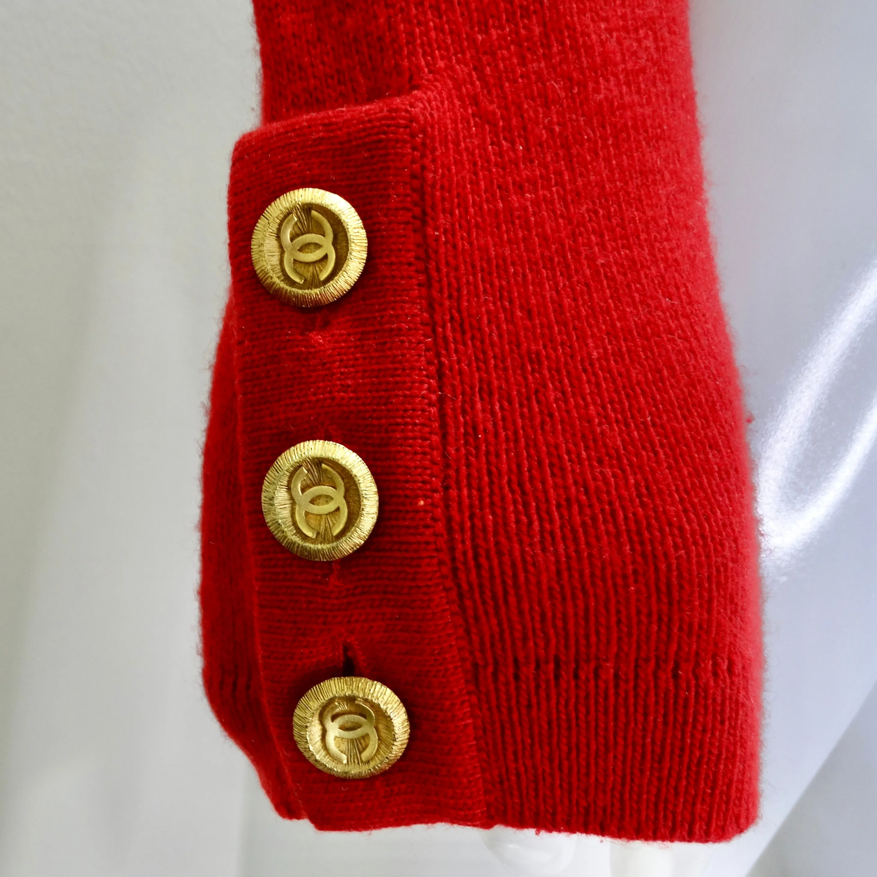 Chanel 90s Red Cashmere Cardigan