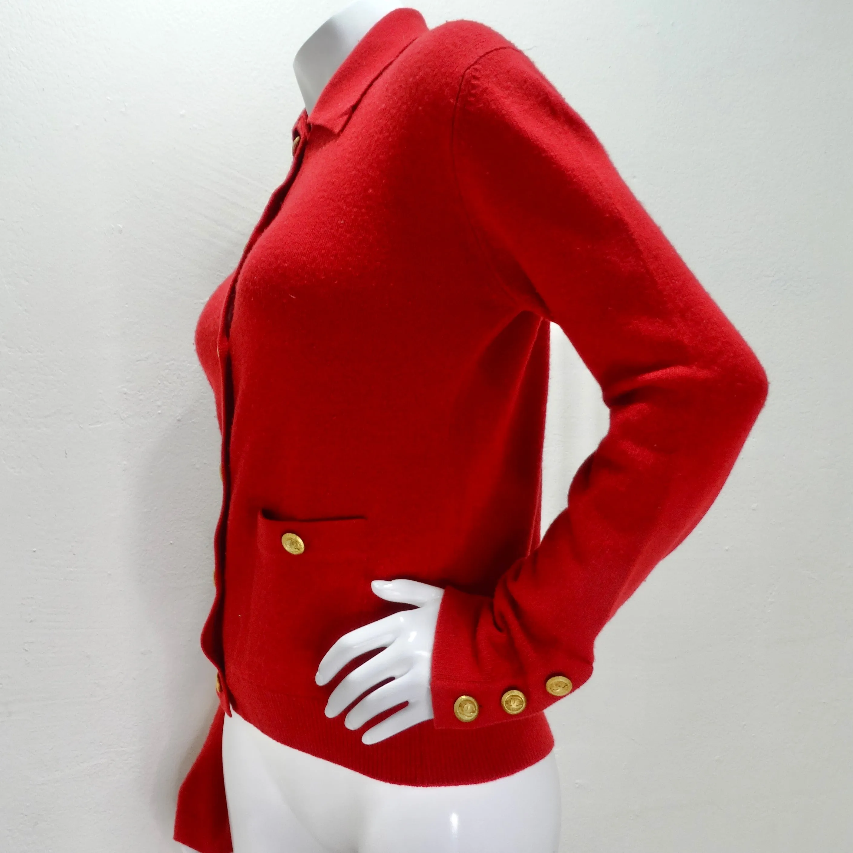 Chanel 90s Red Cashmere Cardigan