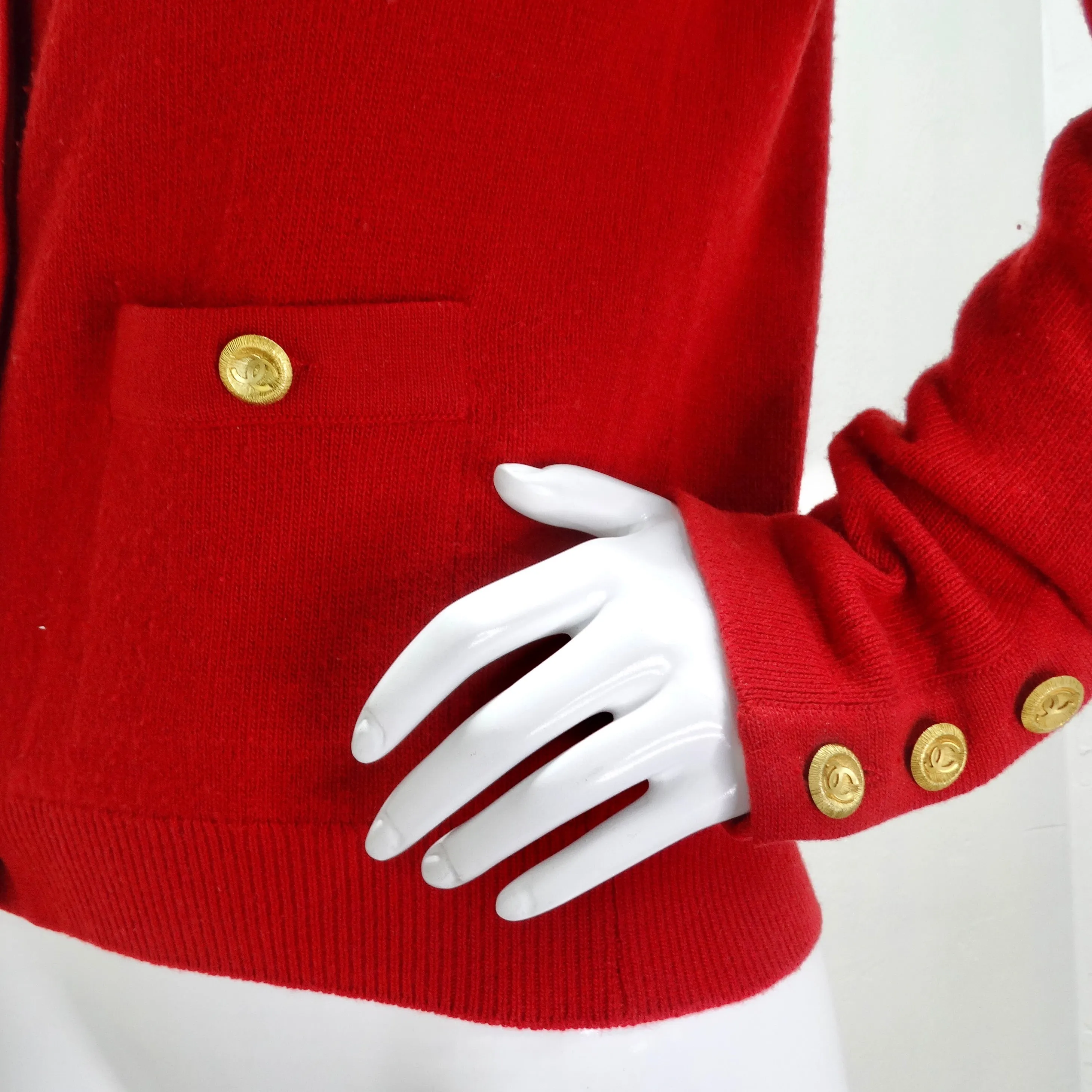 Chanel 90s Red Cashmere Cardigan