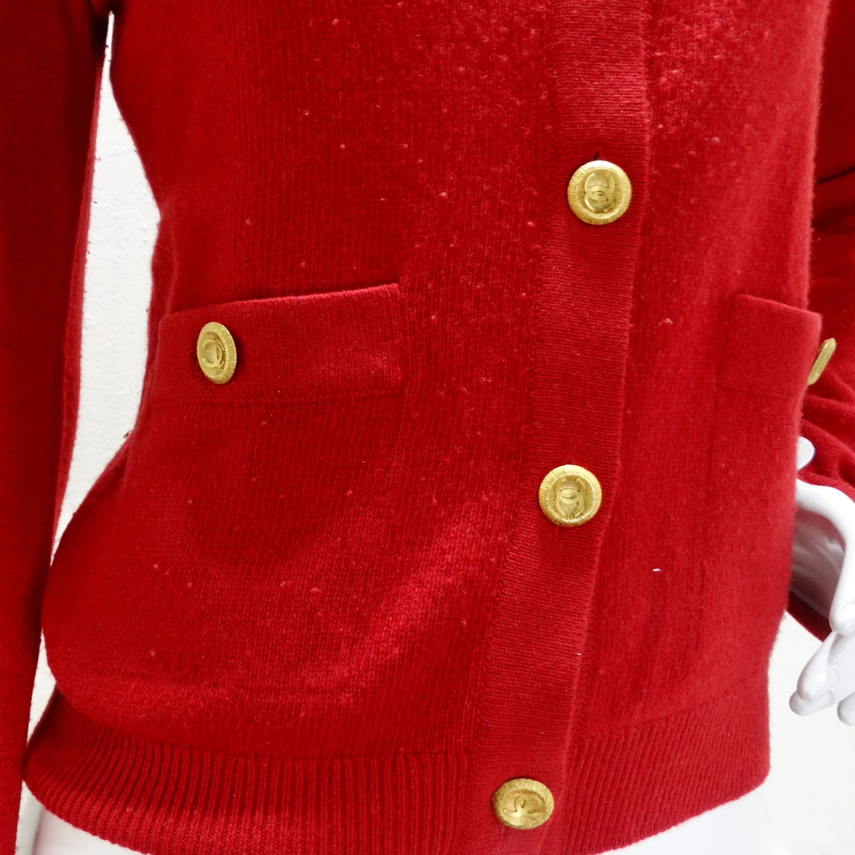 Chanel 90s Red Cashmere Cardigan