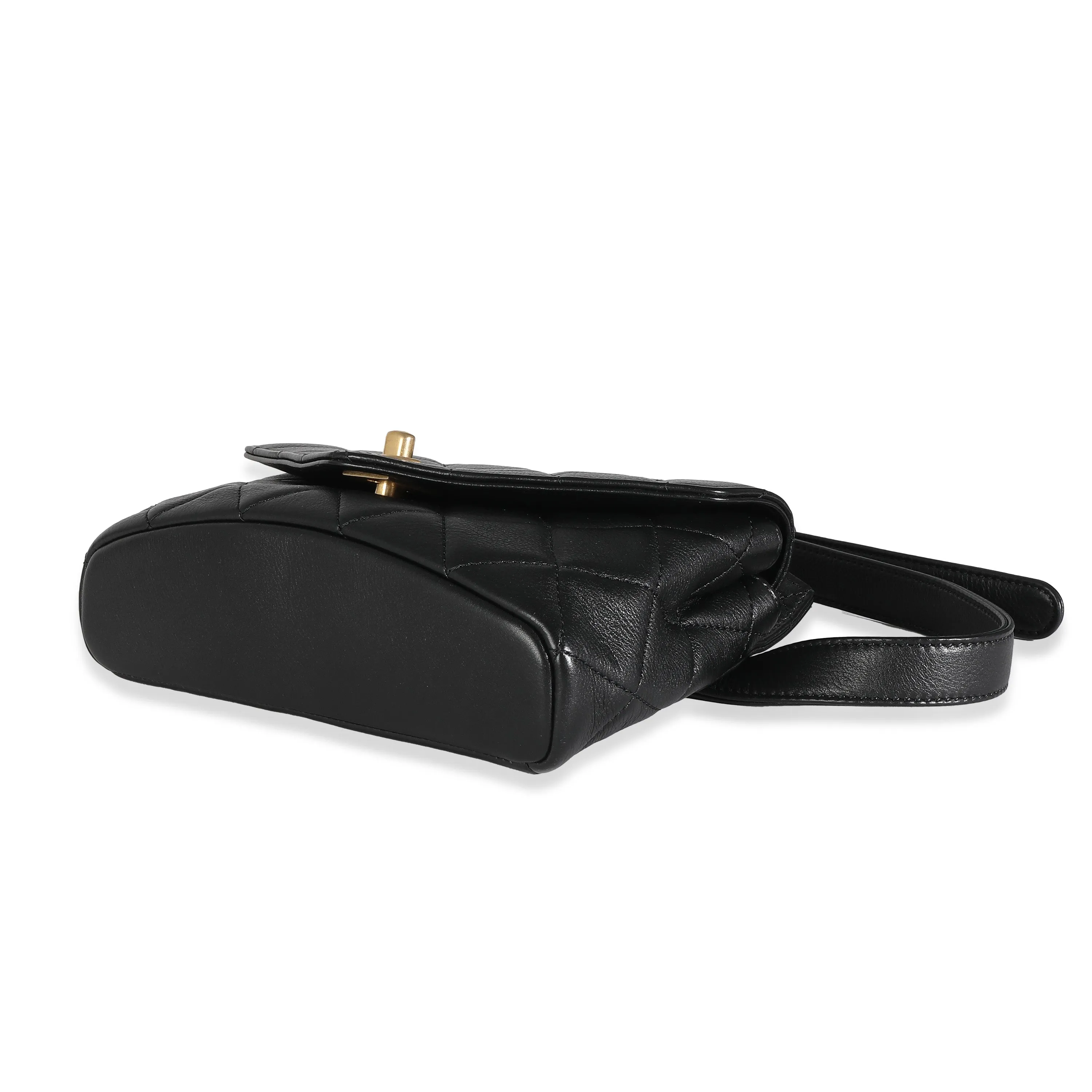 CHANEL Black Quilted Calfskin Carry With Chic Flap Waist Bag