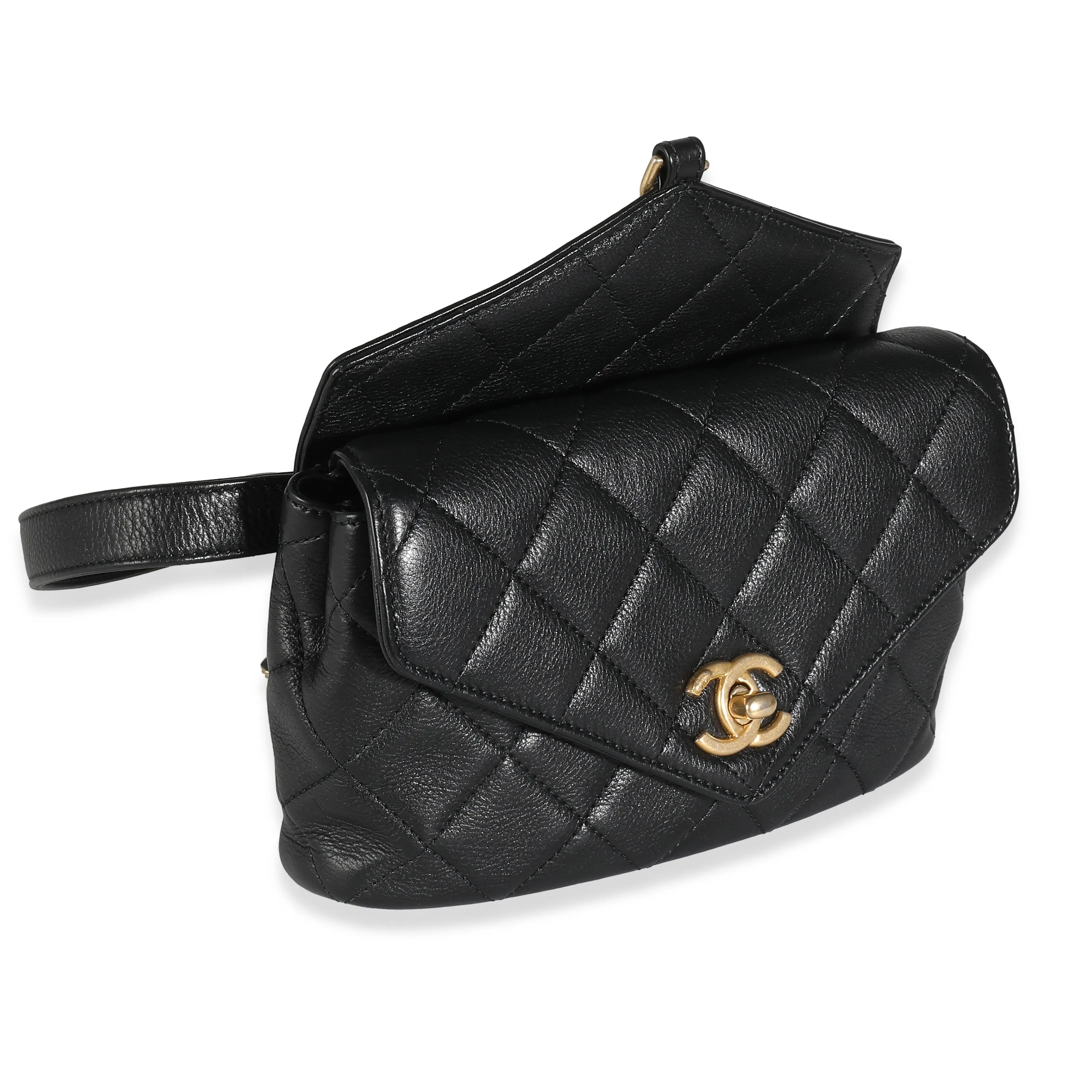 CHANEL Black Quilted Calfskin Carry With Chic Flap Waist Bag