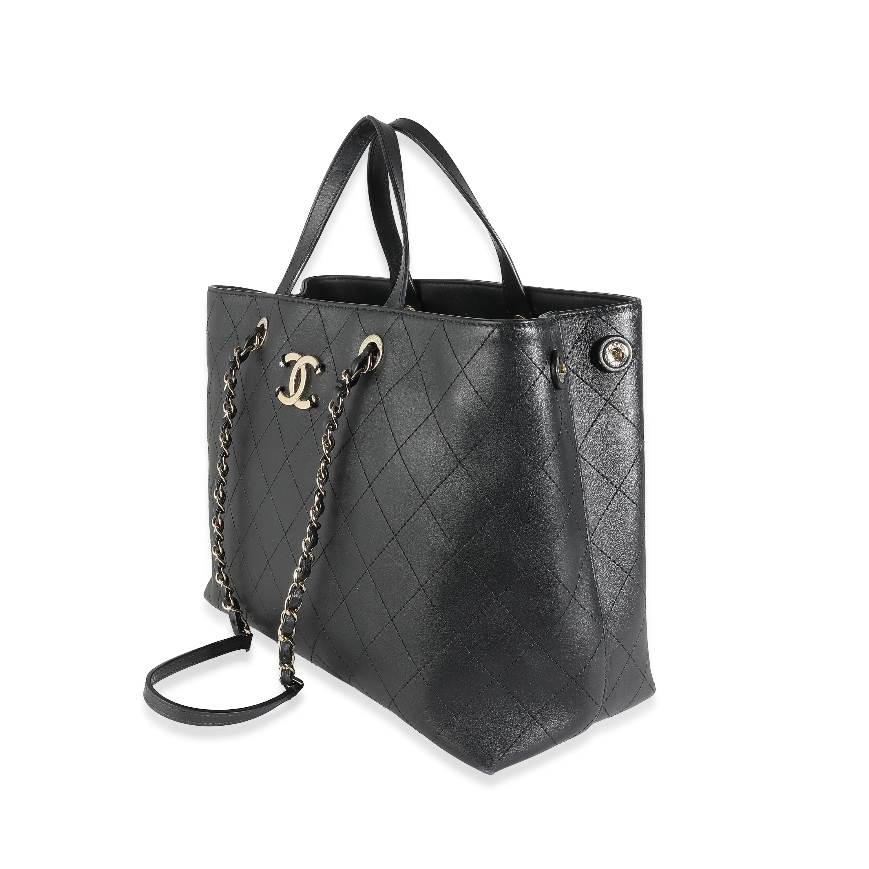 CHANEL Black Quilted Calfskin Large Serial Shopper Tote