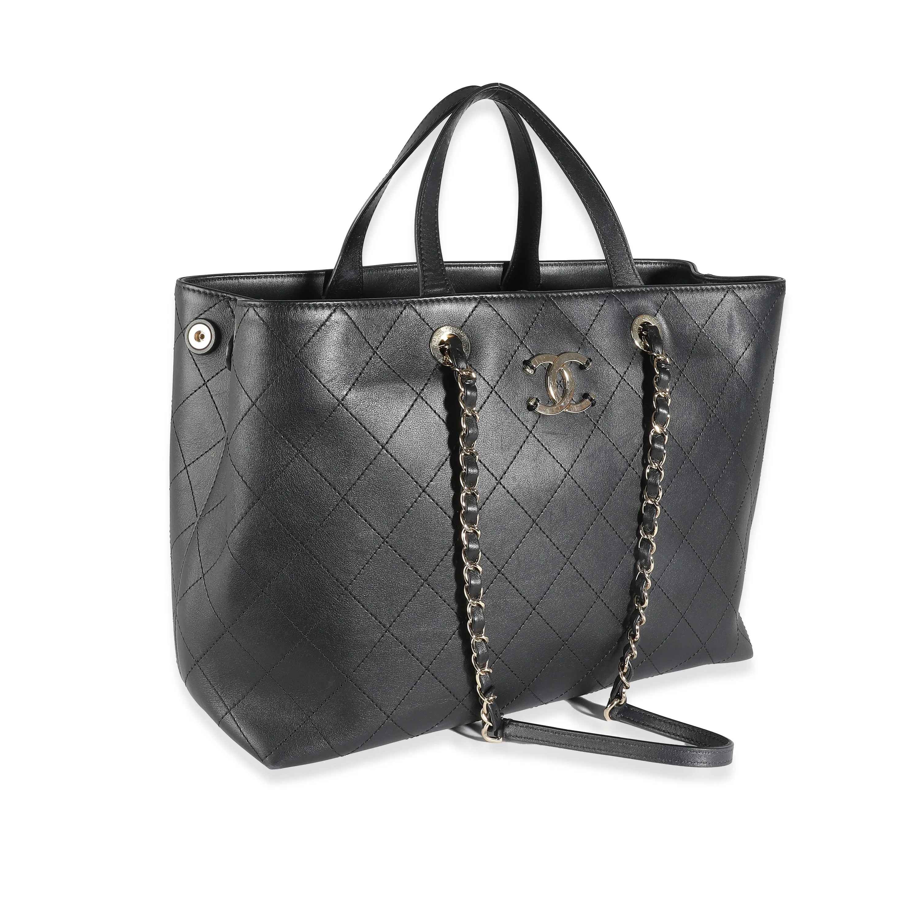 CHANEL Black Quilted Calfskin Large Serial Shopper Tote