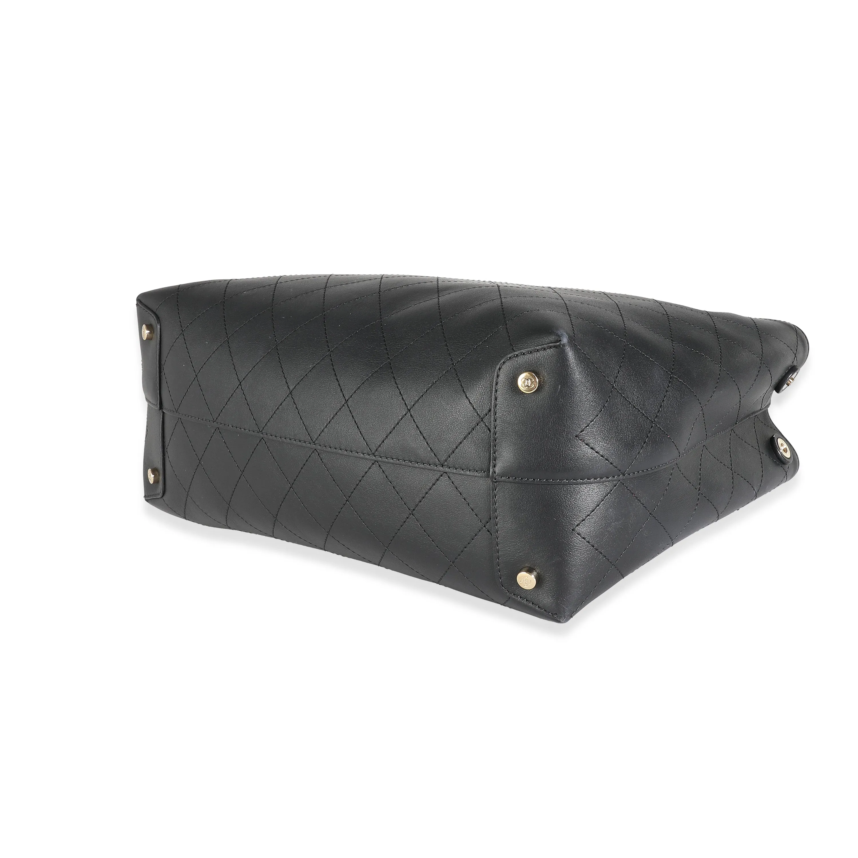 CHANEL Black Quilted Calfskin Large Serial Shopper Tote