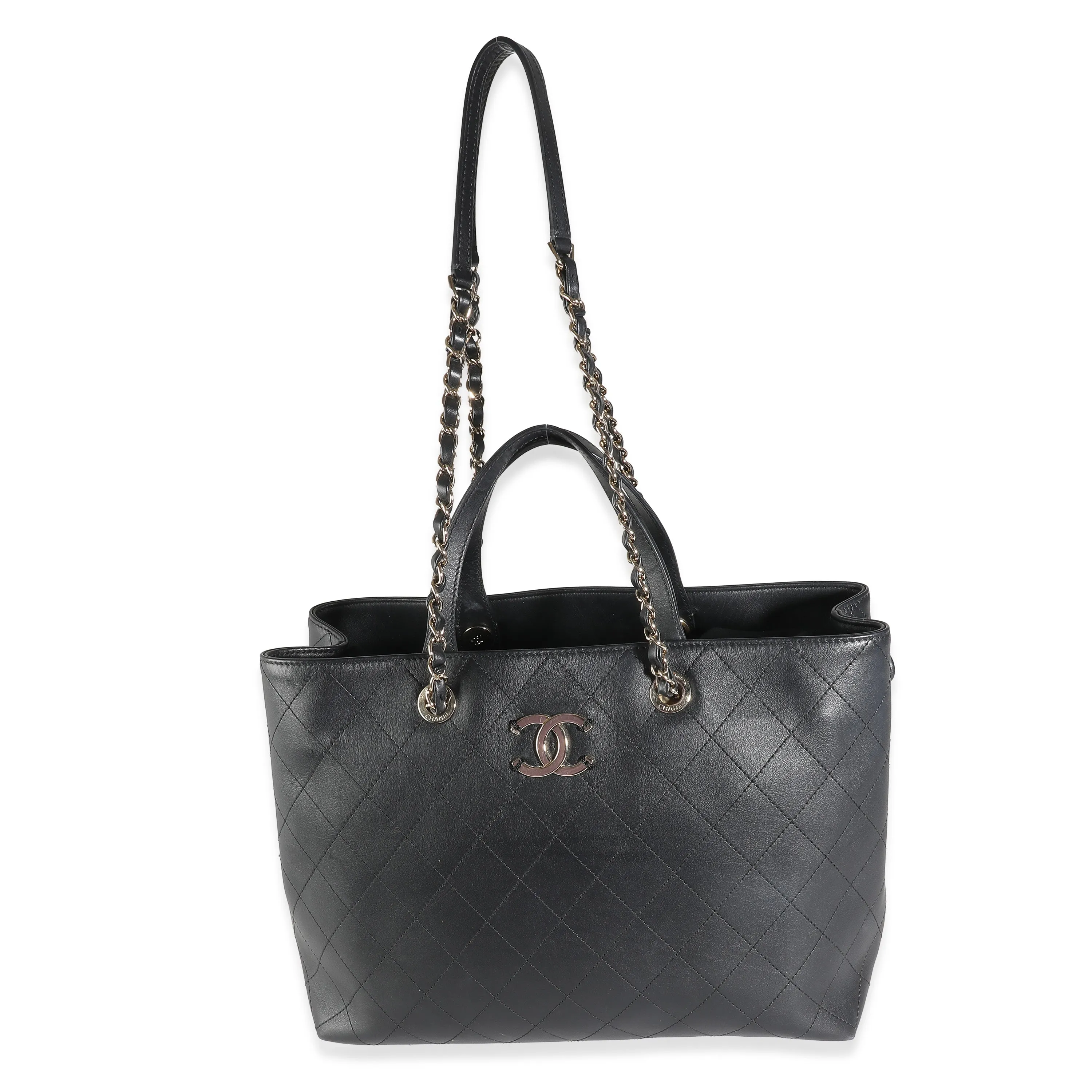CHANEL Black Quilted Calfskin Large Serial Shopper Tote