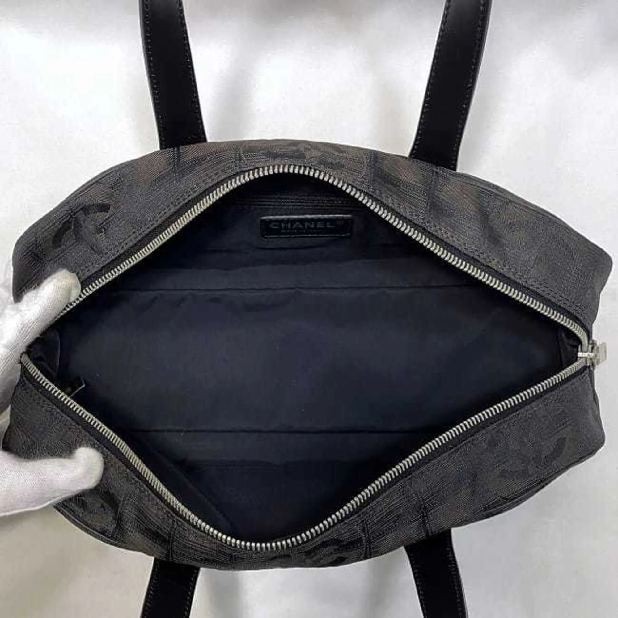 Chanel Boston Bag Brown Black New A15828 Cocomark Nylon Leather 10th  Nutra Line HandBag