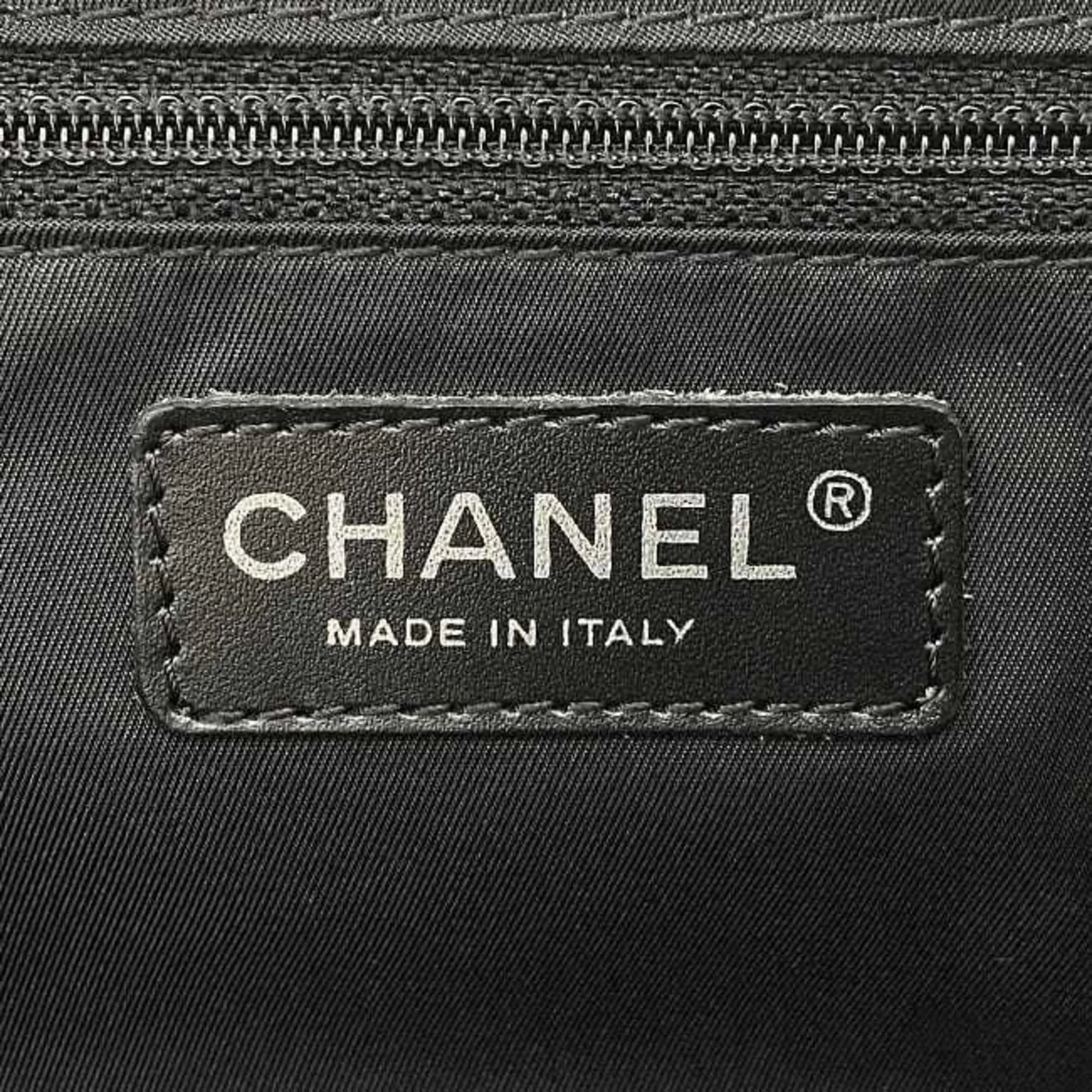 Chanel Boston Bag Brown Black New A15828 Cocomark Nylon Leather 10th  Nutra Line HandBag