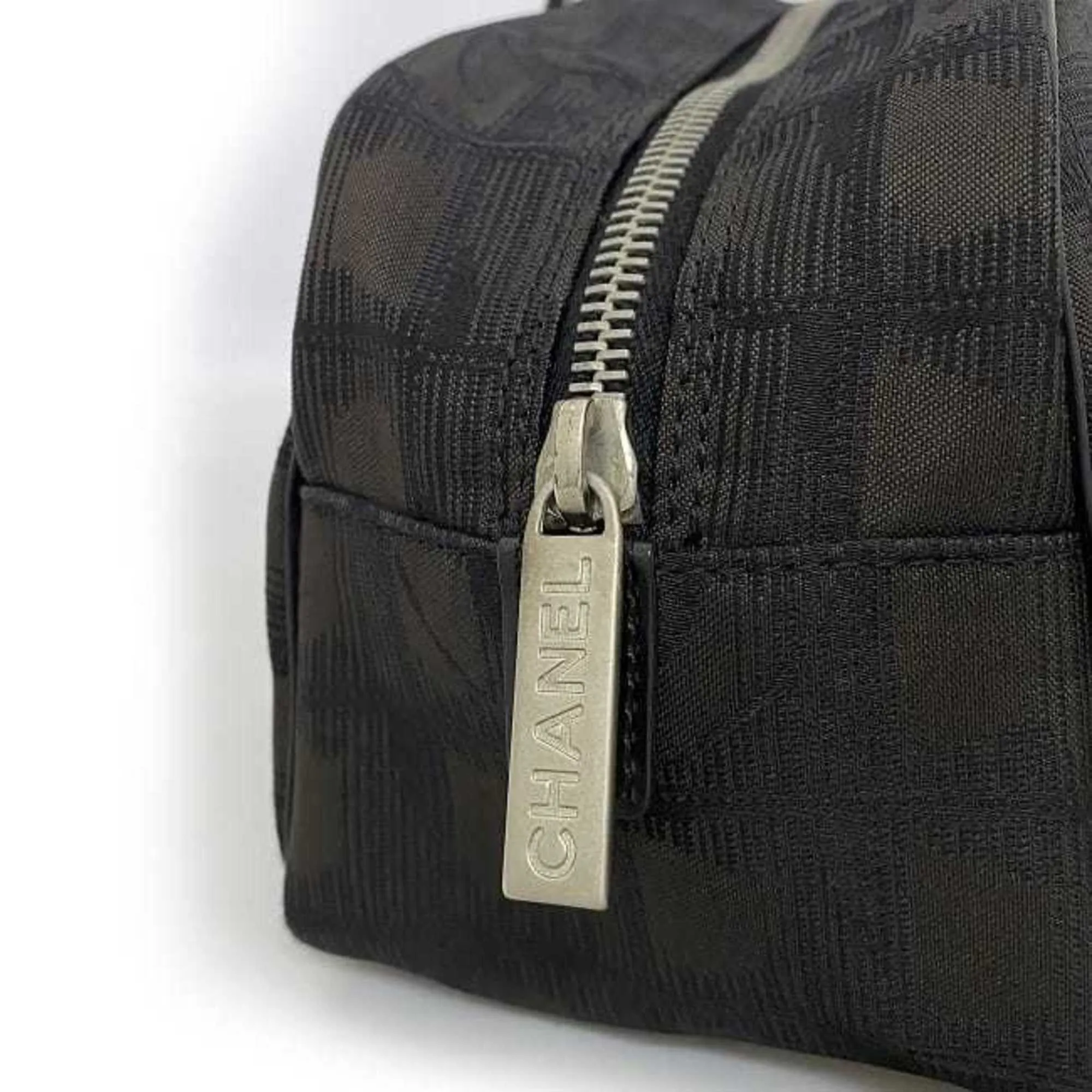 Chanel Boston Bag Brown Black New A15828 Cocomark Nylon Leather 10th  Nutra Line HandBag