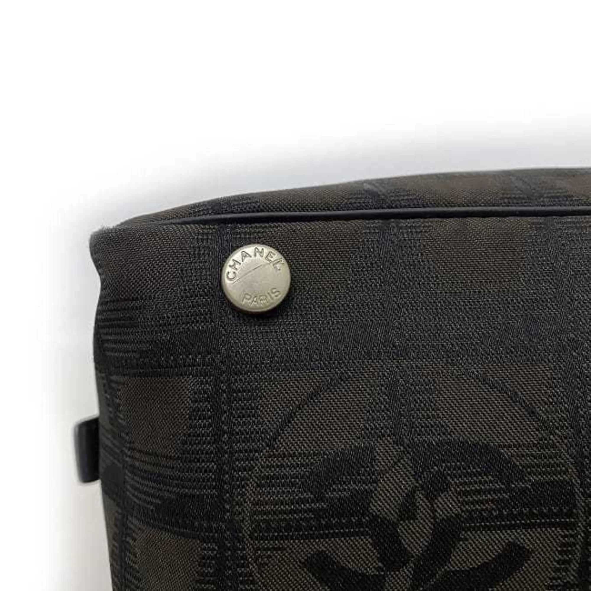 Chanel Boston Bag Brown Black New A15828 Cocomark Nylon Leather 10th  Nutra Line HandBag